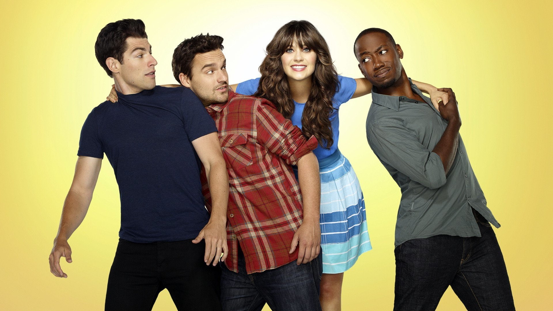 Lamorne Morris, Jake Johnson, Jessica Day, 1080P, Nick Miller, Max Greenfield, Zooey Deschanel, Winston Bishop, New Girl, Schmidt (New Girl), TV Show, HD Wallpaper