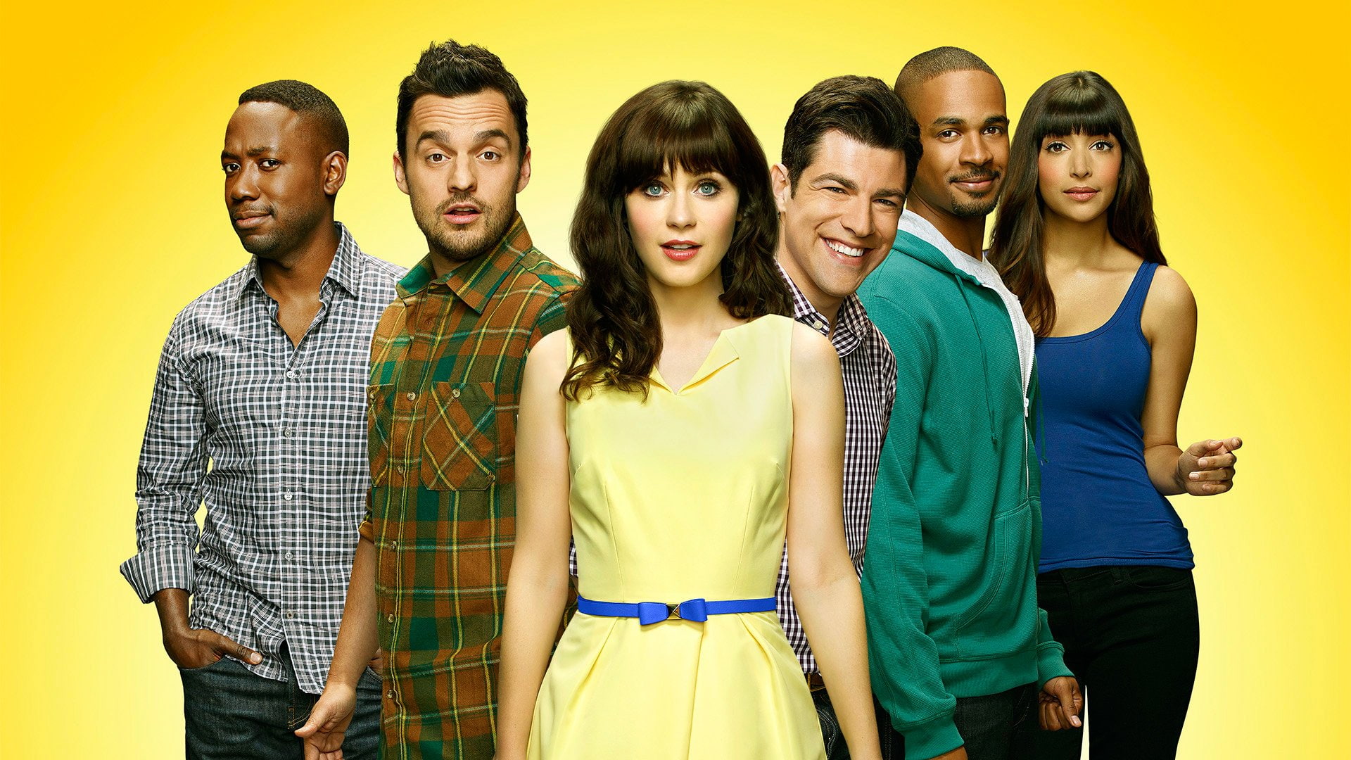New Girl, Schmidt (New Girl), Jake Johnson, 1080P, Zooey Deschanel, TV Show, Hannah Simone, Nick Miller, Lamorne Morris 	Lamorne Morris, Jessica Day, Max Greenfield, HD Wallpaper