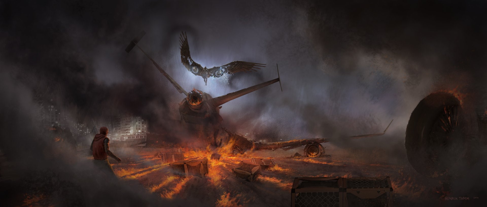 destruction, Spider-Man: Homecoming, conflict, accidents and disasters, flame, 1080P, dark, night, burning, Vulture (Marvel Comics), Spider-Man, fighting, HD Wallpaper