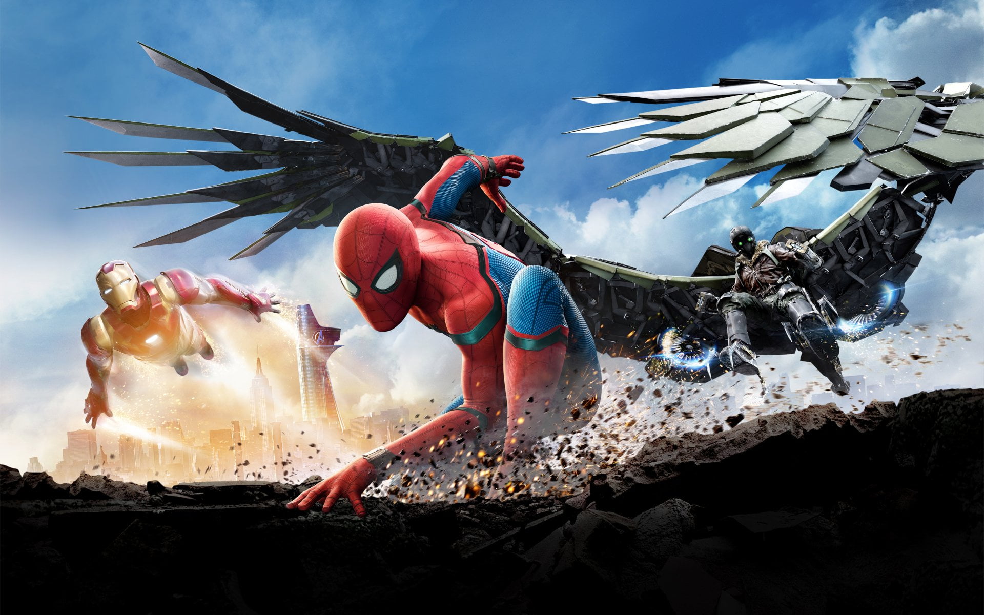 character, land, Tom Holland, motion, 1080P, one person, rock, sea, real people, men, Spider-Man: Homecoming, rock - object, cloud - sky, Spider-Man, Iron Man, HD Wallpaper