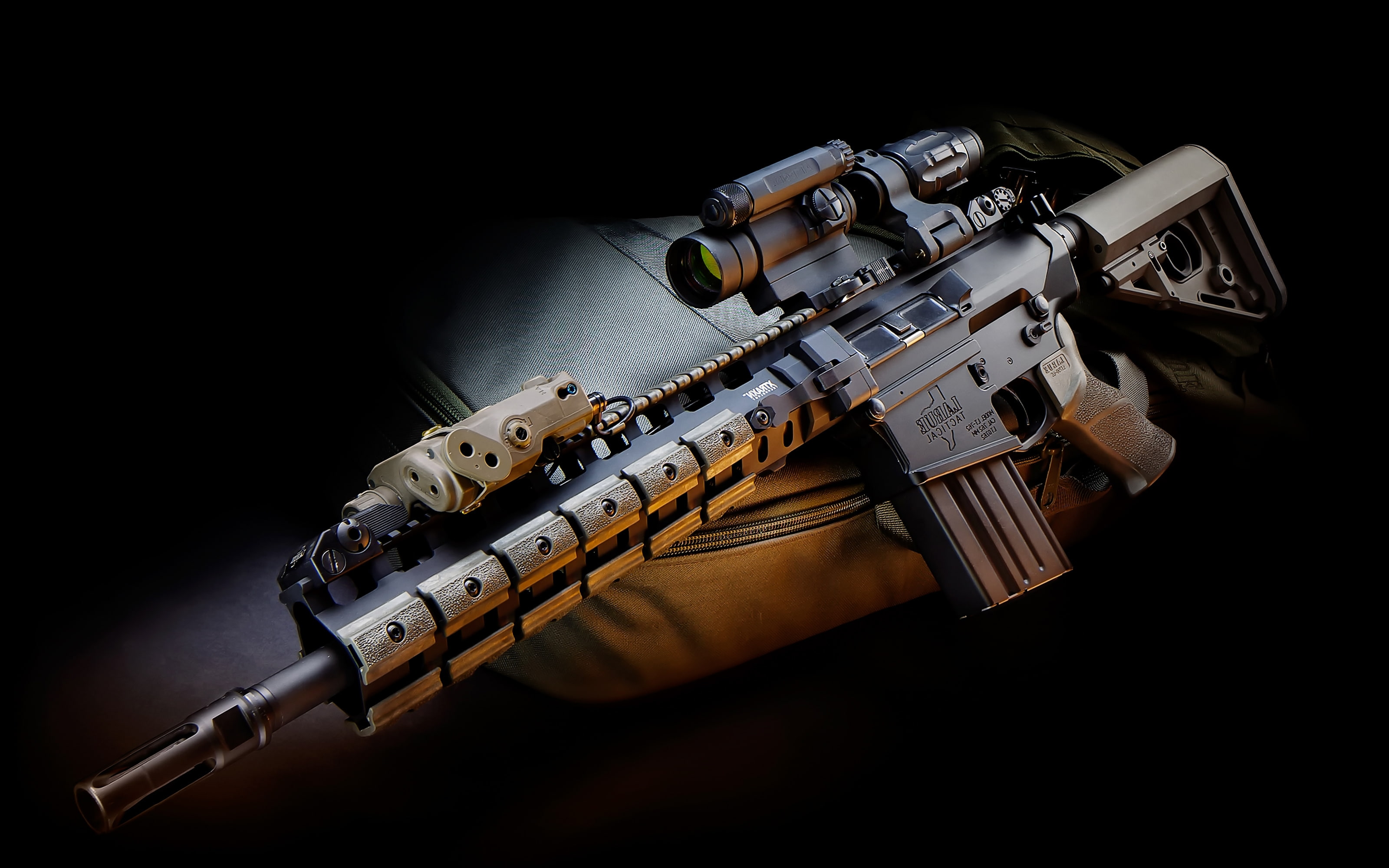 musical instrument, weapon, aggression, scope, technology, security, high angle view, equipment, metal, music, black background, laser, system, rifle, gun, HD Wallpaper