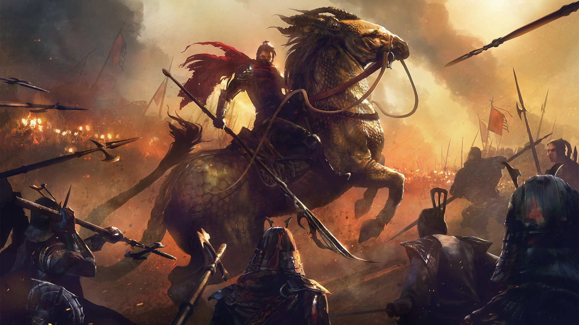 Oriental, Battle, Horse, Spear, 1080P, Fantasy, Warrior, HD Wallpaper