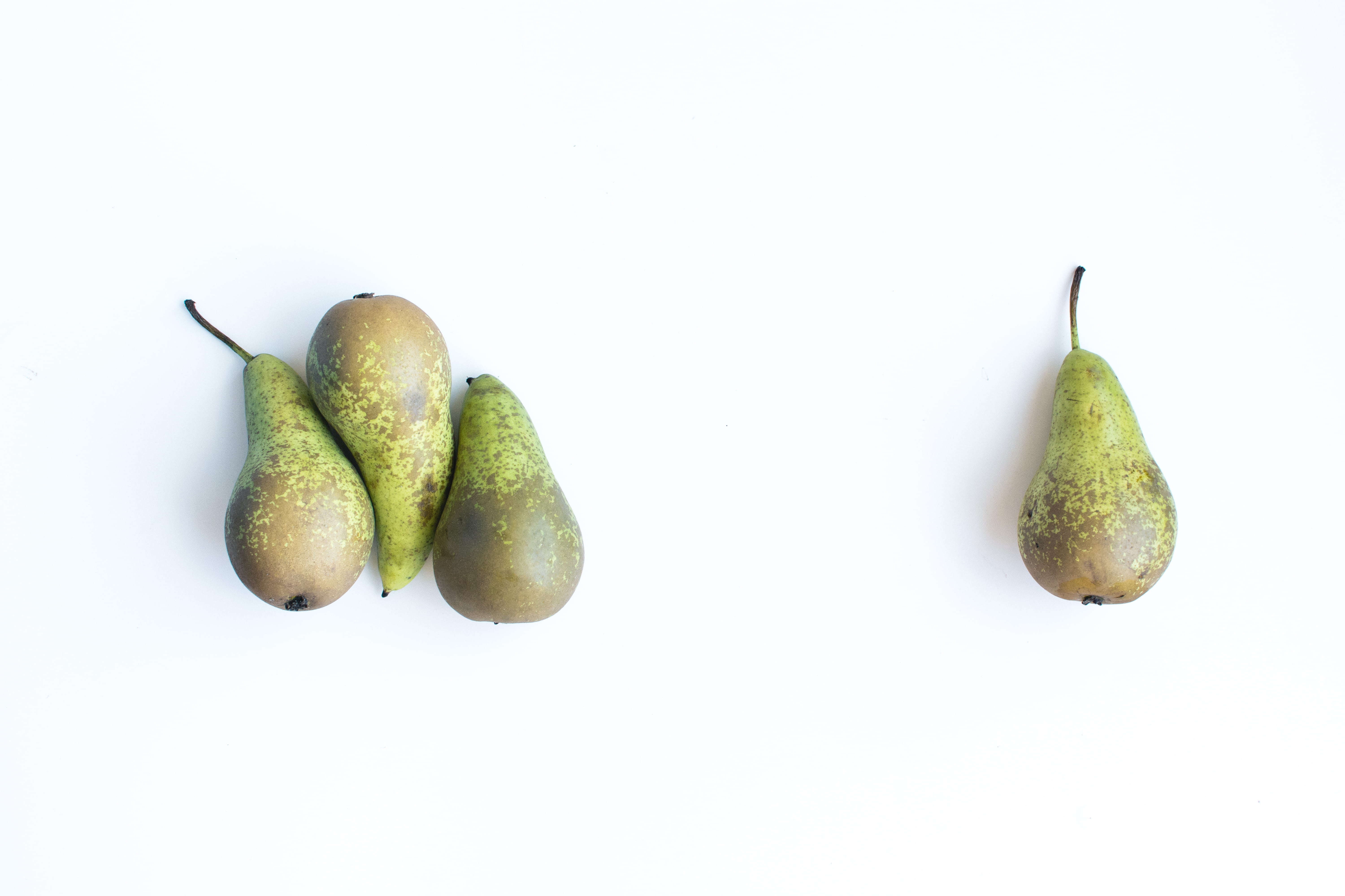 background, seed, vegetarian Food, top view, green Color, food, three objects, Pears, still life, group of objects, close-up, freshness, white, white background, HD Wallpaper