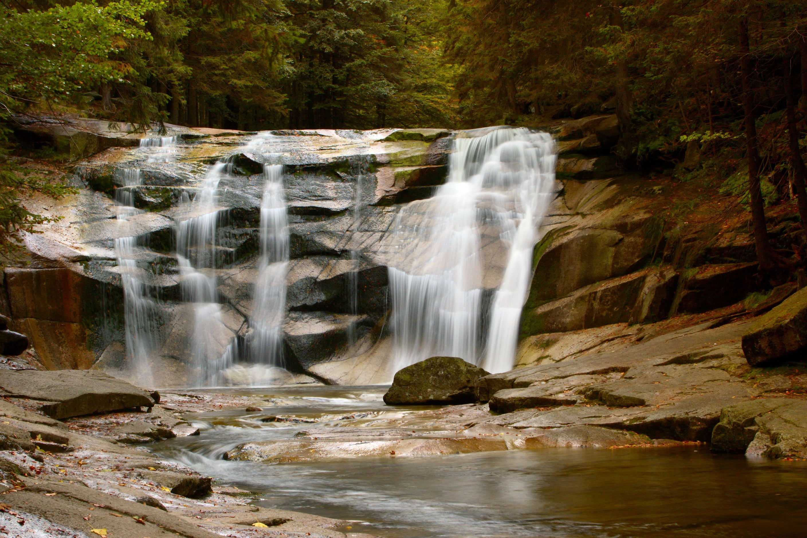 outdoors, river, mountain, rock - Object, freshness, rock, Landscape, Giant  Mountains, waterfall, 2K, forest, flowing Water, beauty In Nature, stream, HD Wallpaper