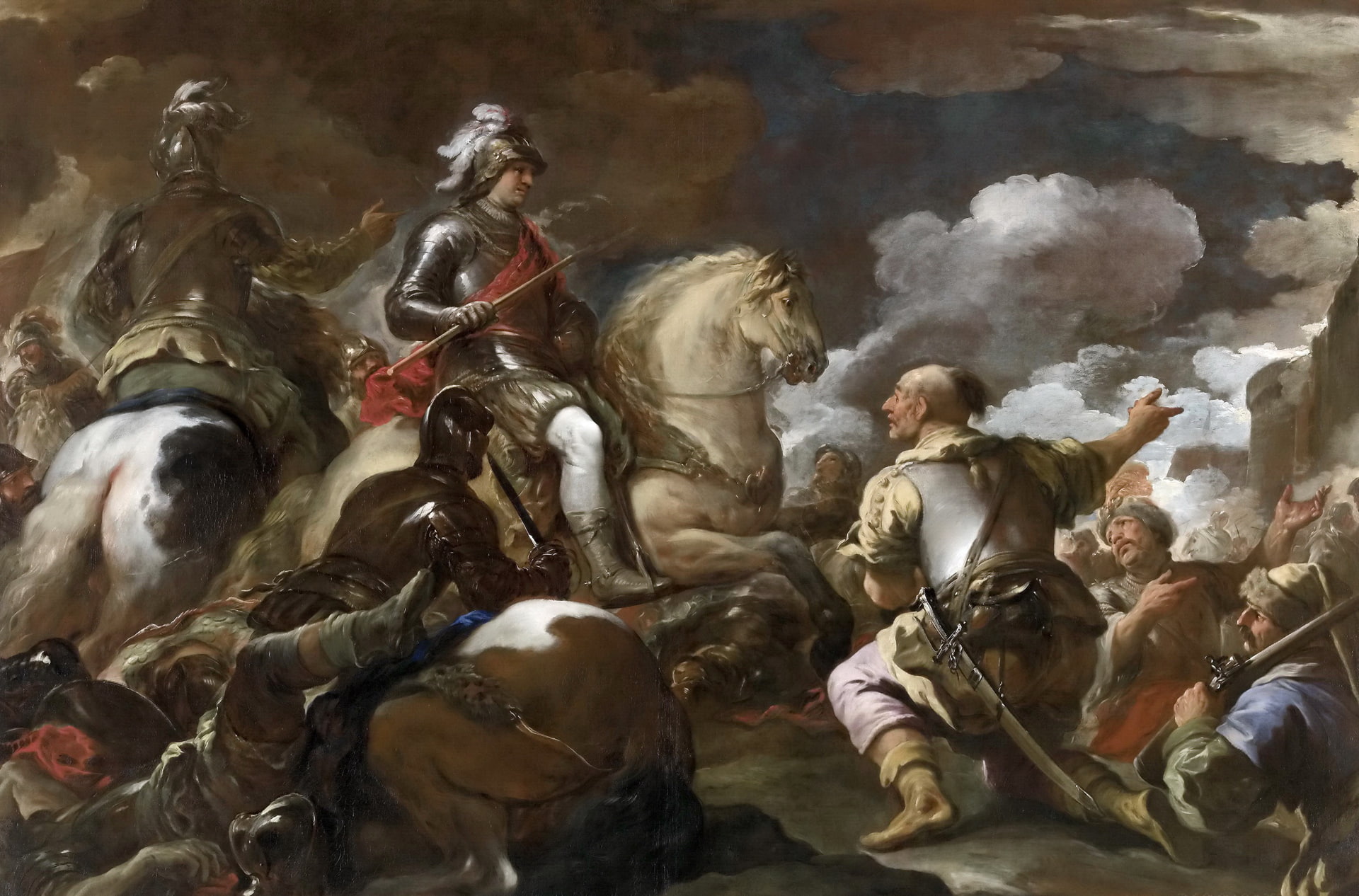 battle genre, 1080P, rider, Luca Giordano, picture, warrior, The Capture Of The Fortress, horse, HD Wallpaper