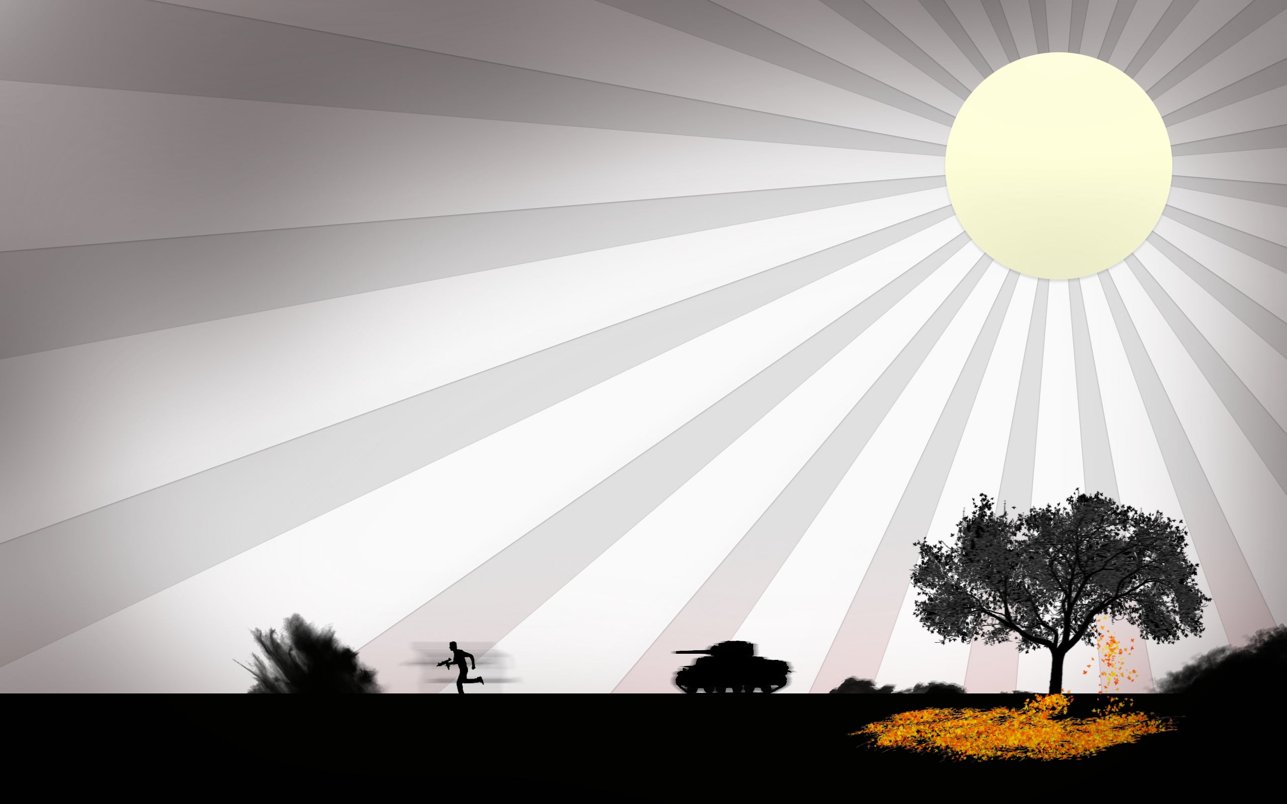 vector, sunset, day, landscape, springtime, no people, illustration, sunbeam, running, away, outdoors, 2K, sky, lens flare, plant, backgrounds, HD Wallpaper