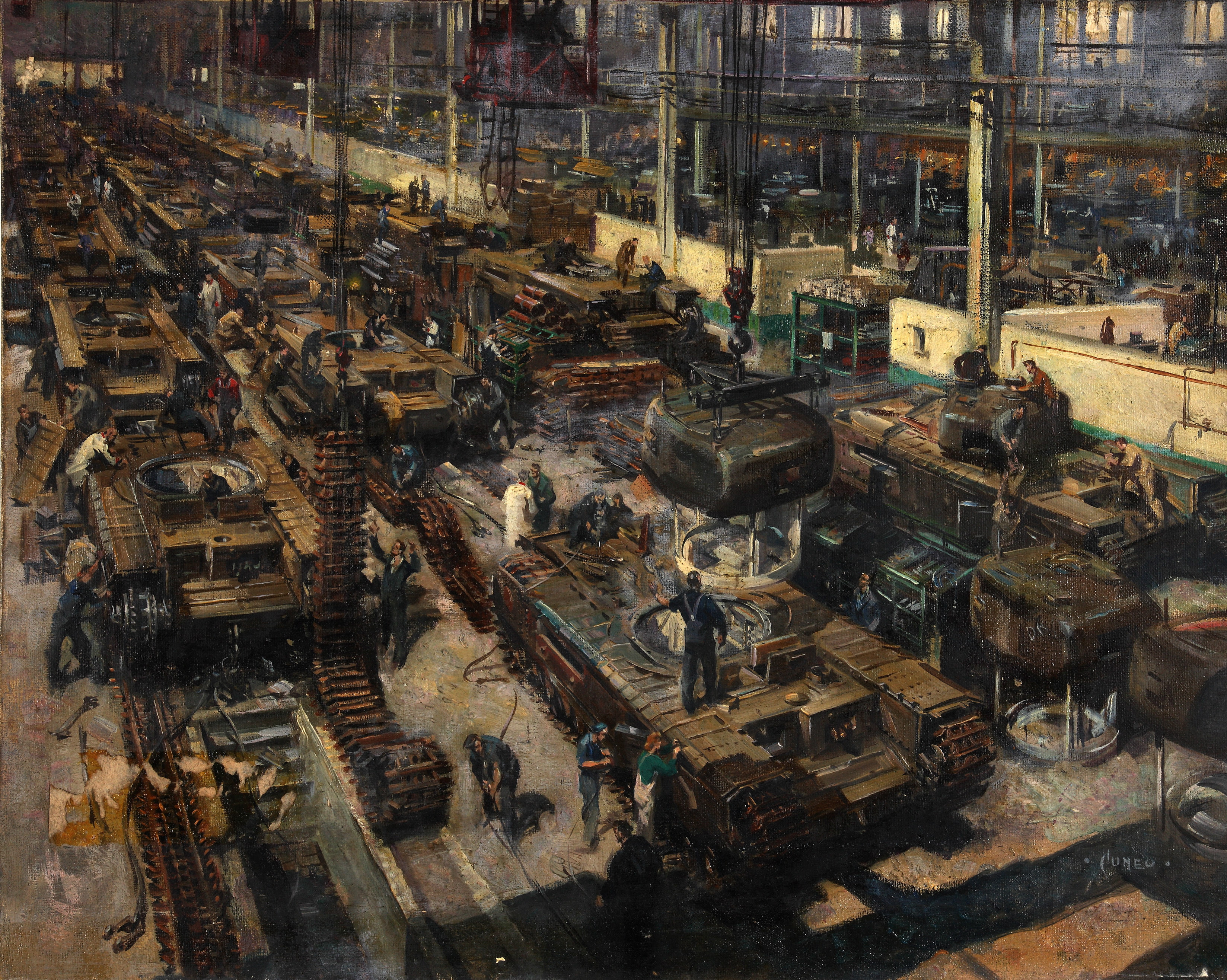 oil, picture, battle, 2K, the artist Terence Cuneo, canvas, " The production of tanks in Britain", tanks, room, HD Wallpaper