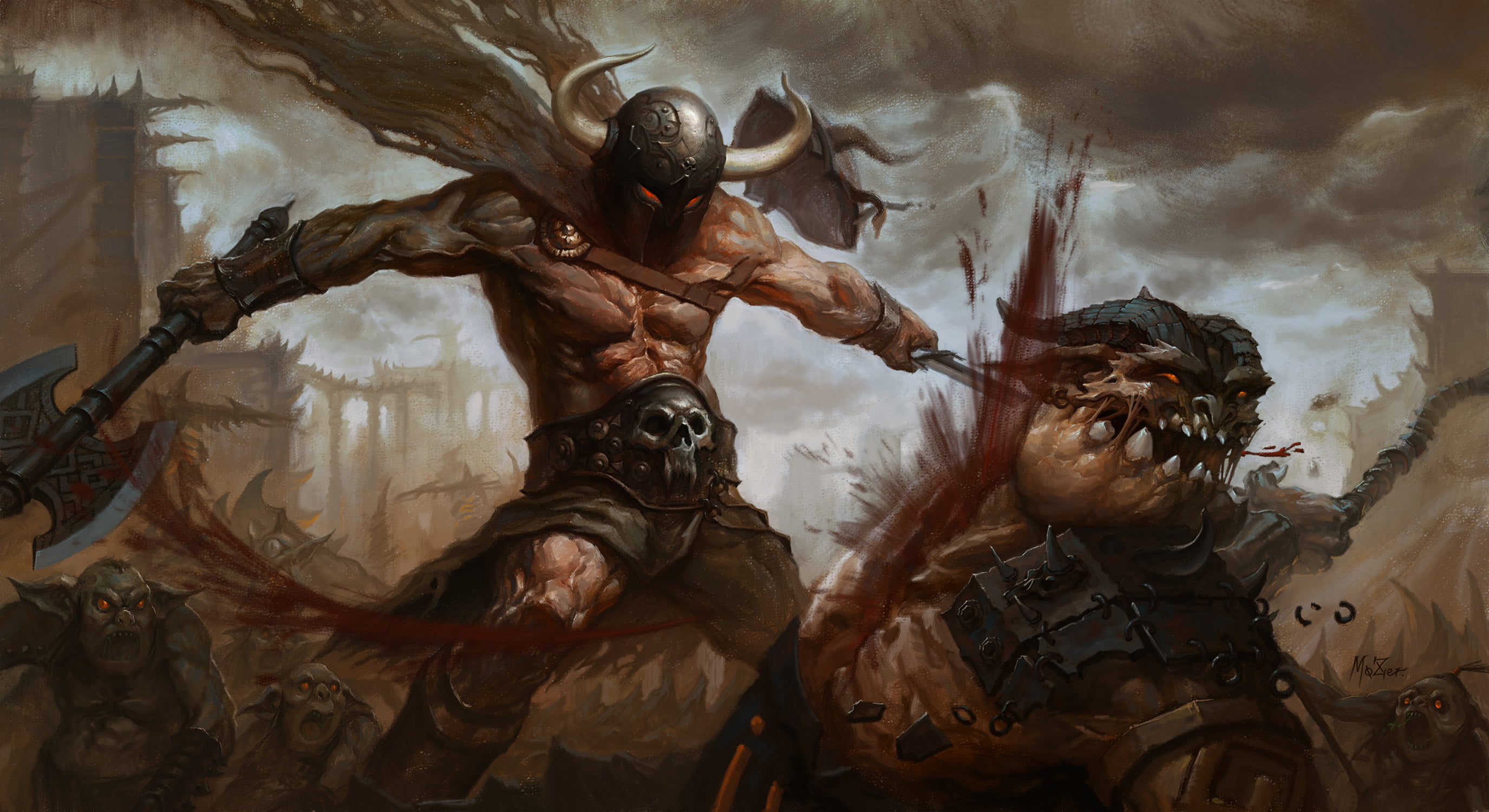 nature, fighting, male likeness, man, indoors, architecture, spirituality, human representation, people, illustration, 2K, conflict, water, representation, HD Wallpaper