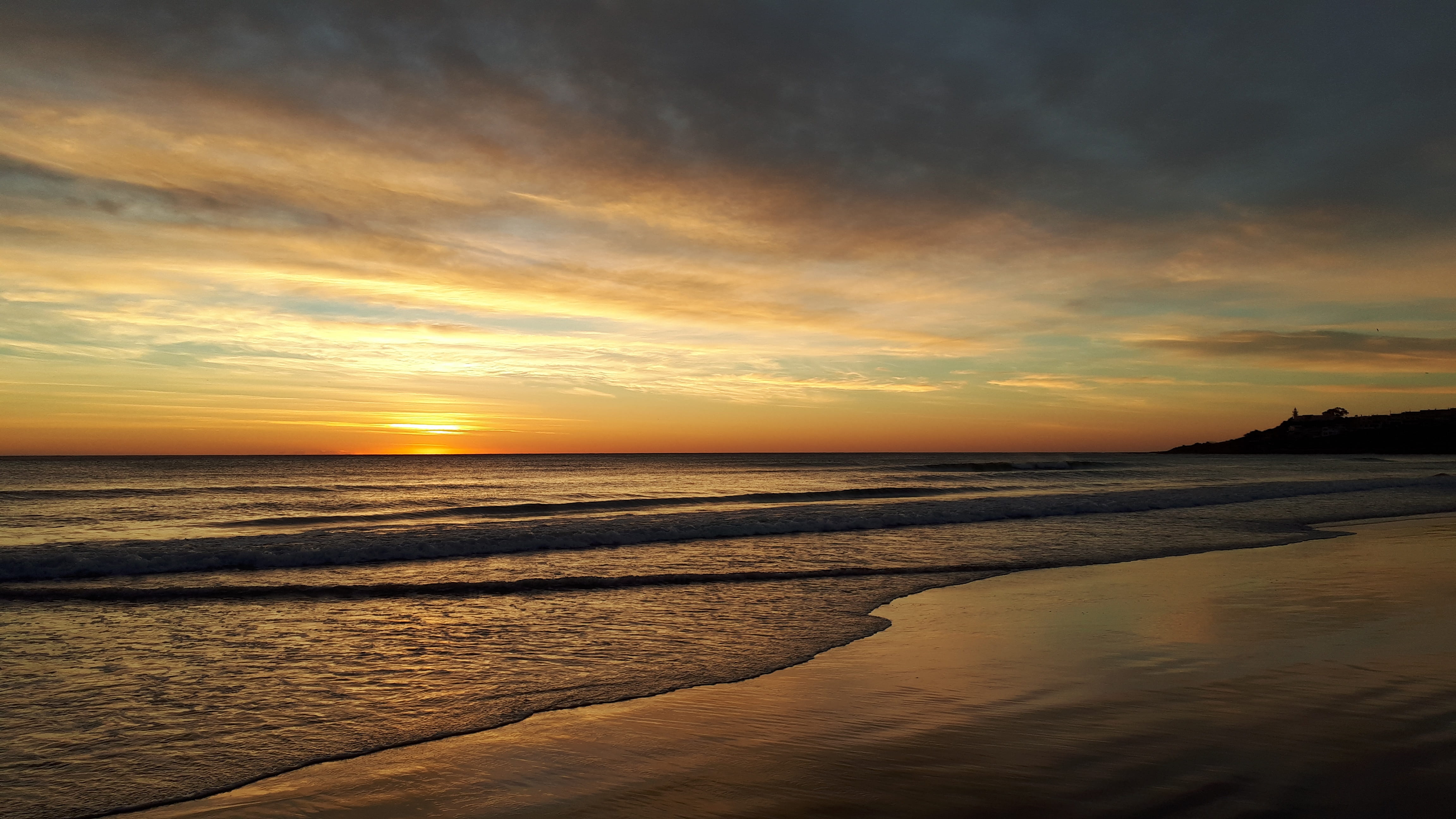 alicante, land, view, water, horizon, dramatic sky, sunset, nature, beauty in nature, idyllic, tranquility, beach, reflection, sea, no people, tranquil scene, HD Wallpaper