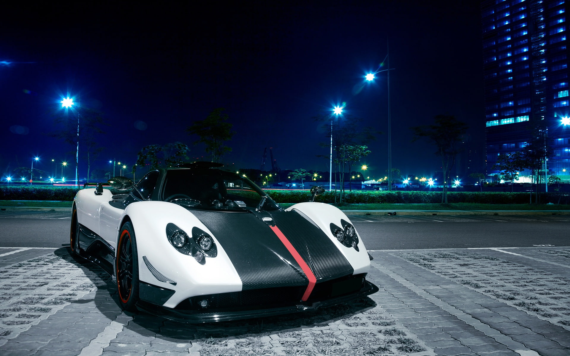 Sports, Cinque, Car, Pagani, Singapore, Night, Zonda, City, 1080P, HD Wallpaper