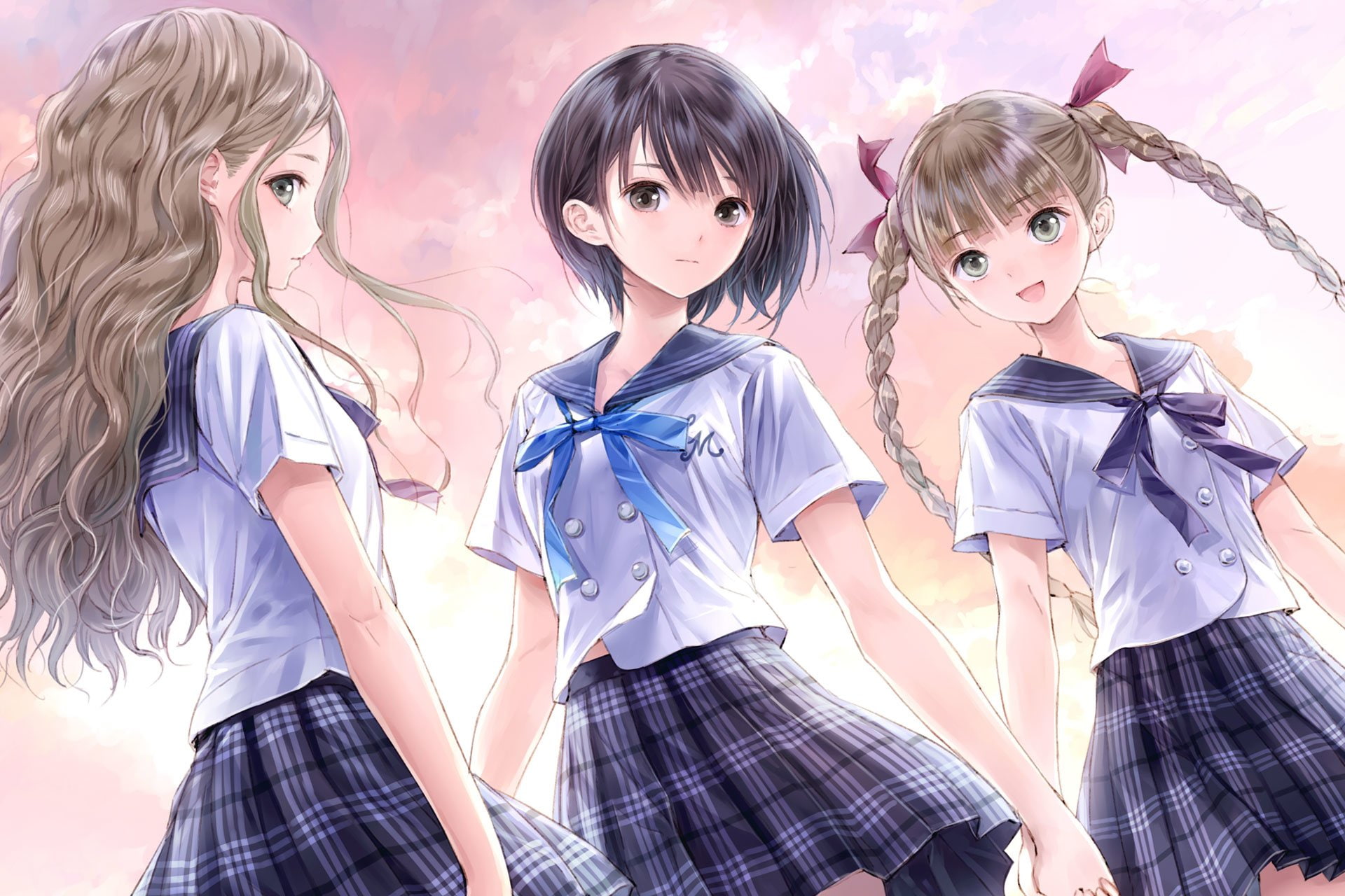 1080P, Shirai Hinako, Shijou Yuzuki, Video Game, Shijou Raimu, Blue Reflection - Maboroshi ni Mau Shoujo no Ken, HD Wallpaper