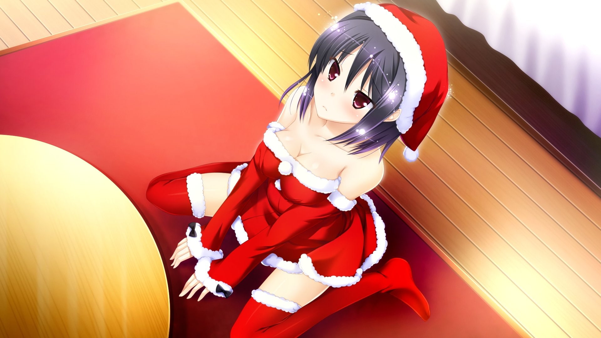 helmet, Otome, 1080P, CG, headwear, indoors, game, people, no, Mitsuki, looking at camera, Rondo, women, costume, christmas, portrait, three quarter length, HD Wallpaper