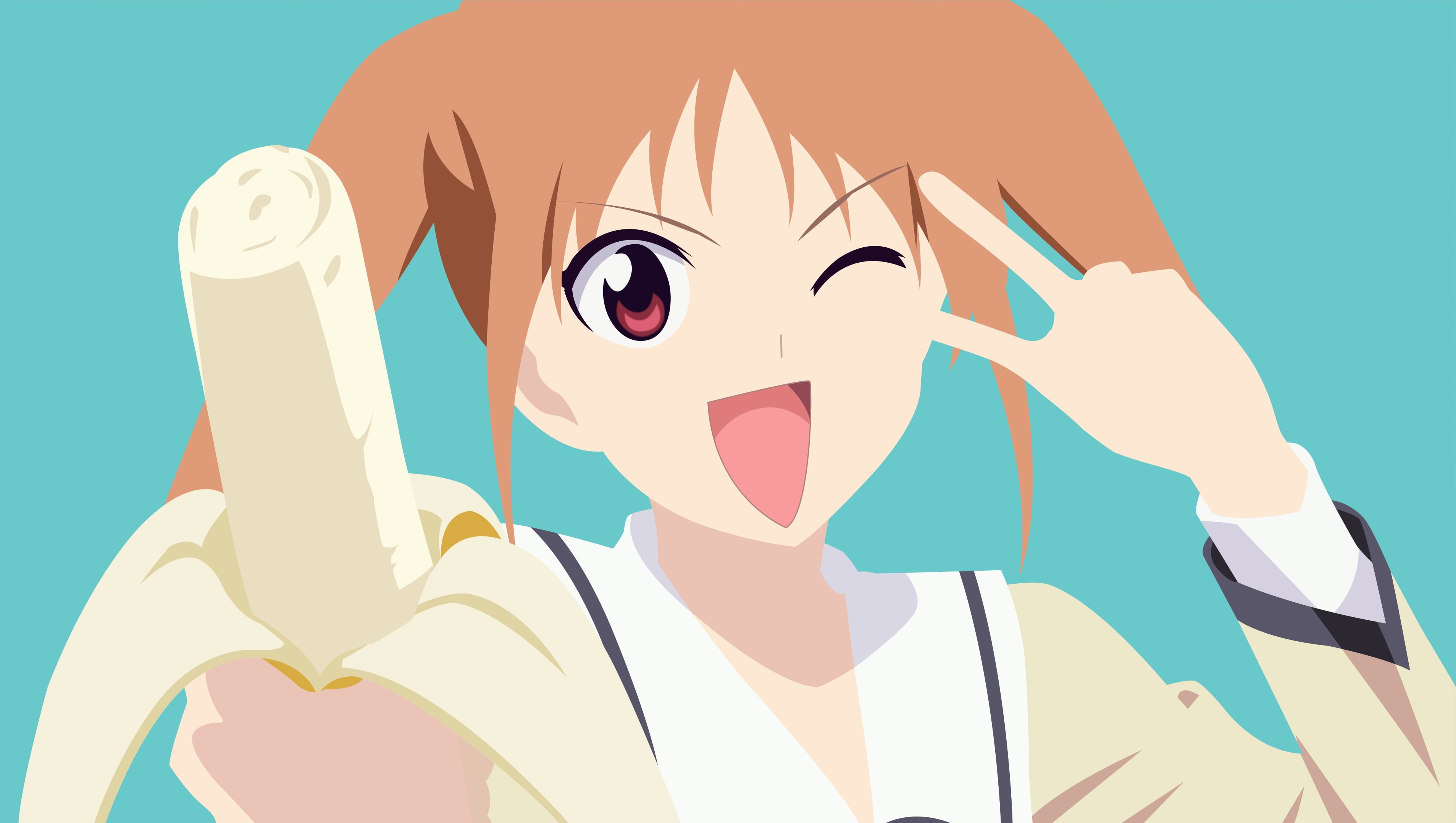hand, bananas, occupation, close-up, Hanabatake Yoshiko, AHO-GIRL, disguise, ErominimalistSensei, men, headshot, people, front view, emotion, minimalism, HD Wallpaper