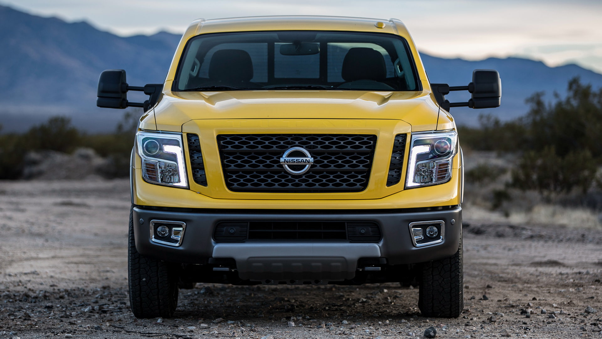 nissan, titan, front, 1080P, car, nissan titan xd, 2016, xd, yellow, yellow car, HD Wallpaper