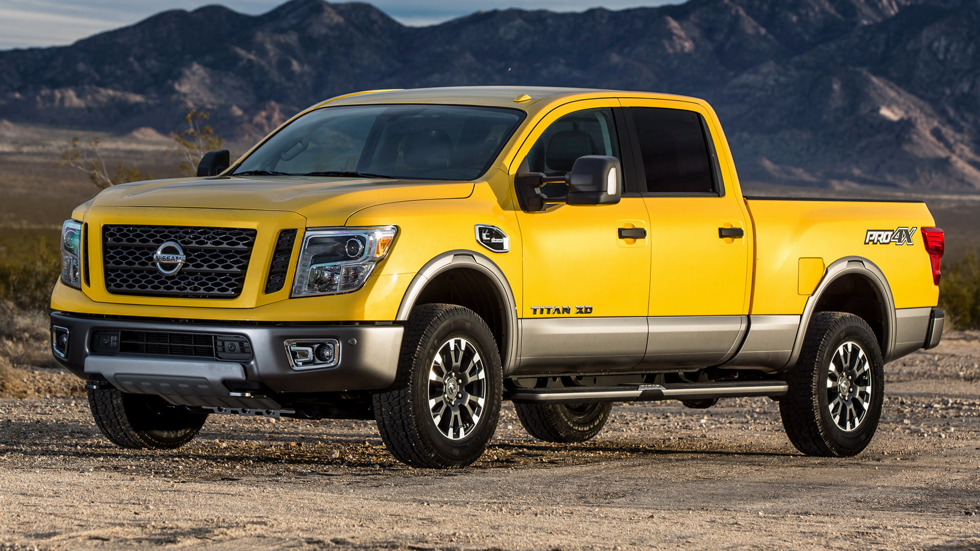 yellow, nissan, pickup, truck, nissan titan xd, 1080P, xd, titan, yellow truck, 2016, HD Wallpaper