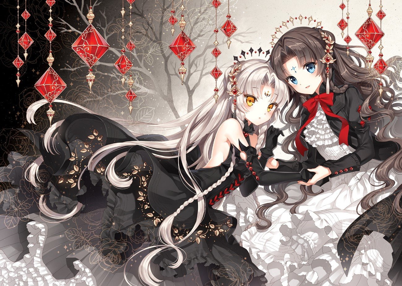 White Hair, 720P, Yellow Eyes, Anime Girls, Original Characters, Nardack, blue eyes, HD Wallpaper