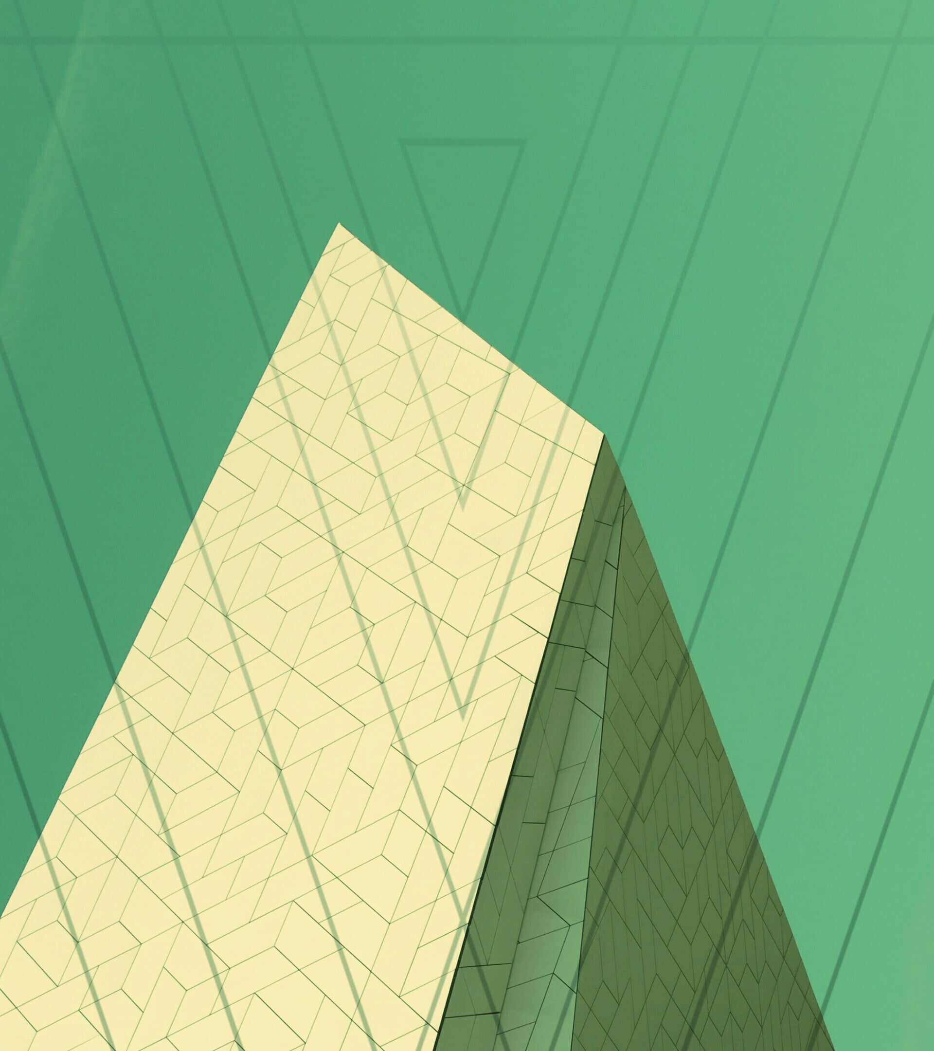 travel, yellow, green color, design, triangle shape, geometric shape, outdoors, Android (operating system), backgrounds, abstract, turquoise colored, Phone HD Wallpaper