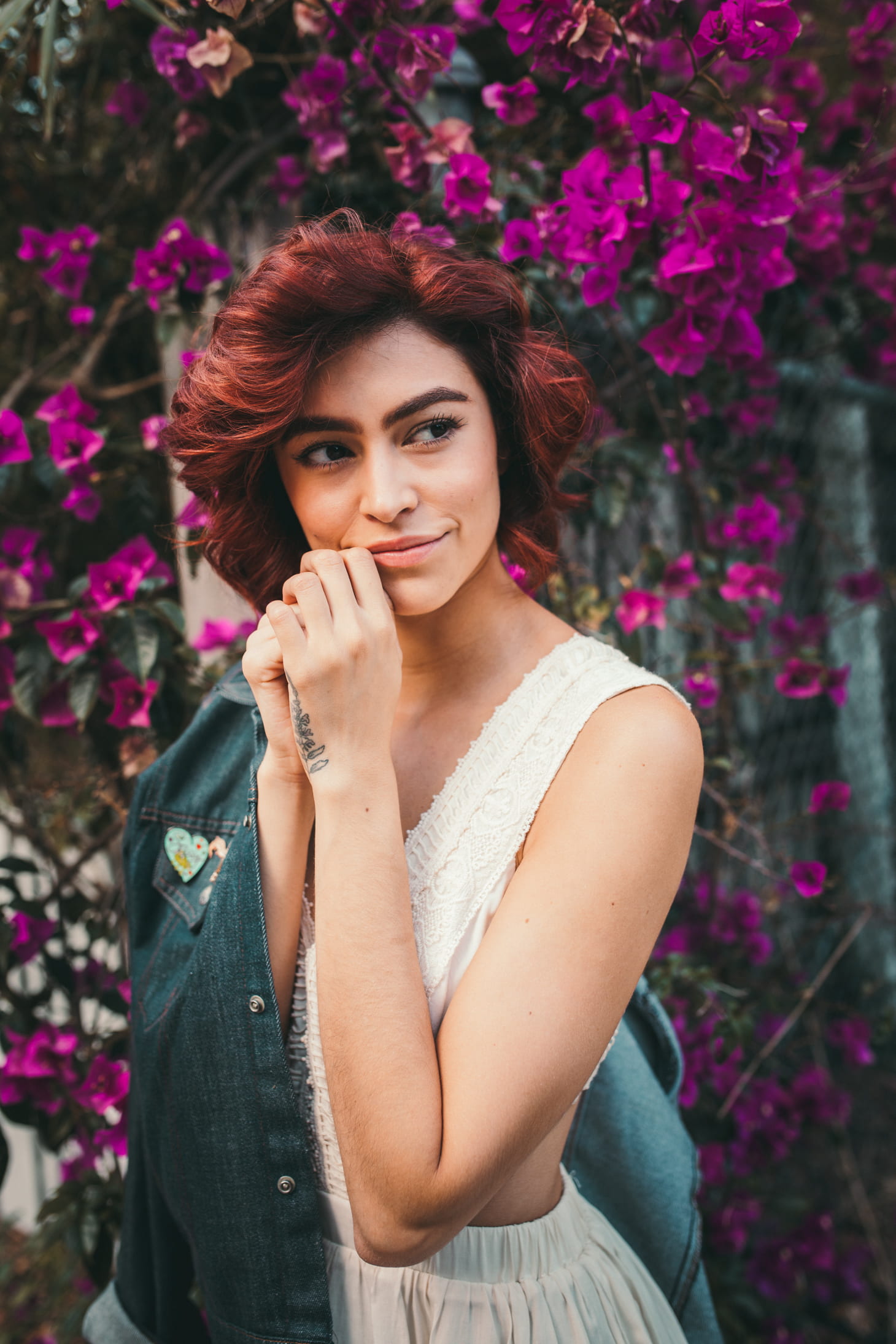 front view, smiling, lady, orlando, happiness, portrait, happy, leisure activity, lifestyles, modeling, standing, posing, purple, dress, young adult, 1080P, Phone HD Wallpaper