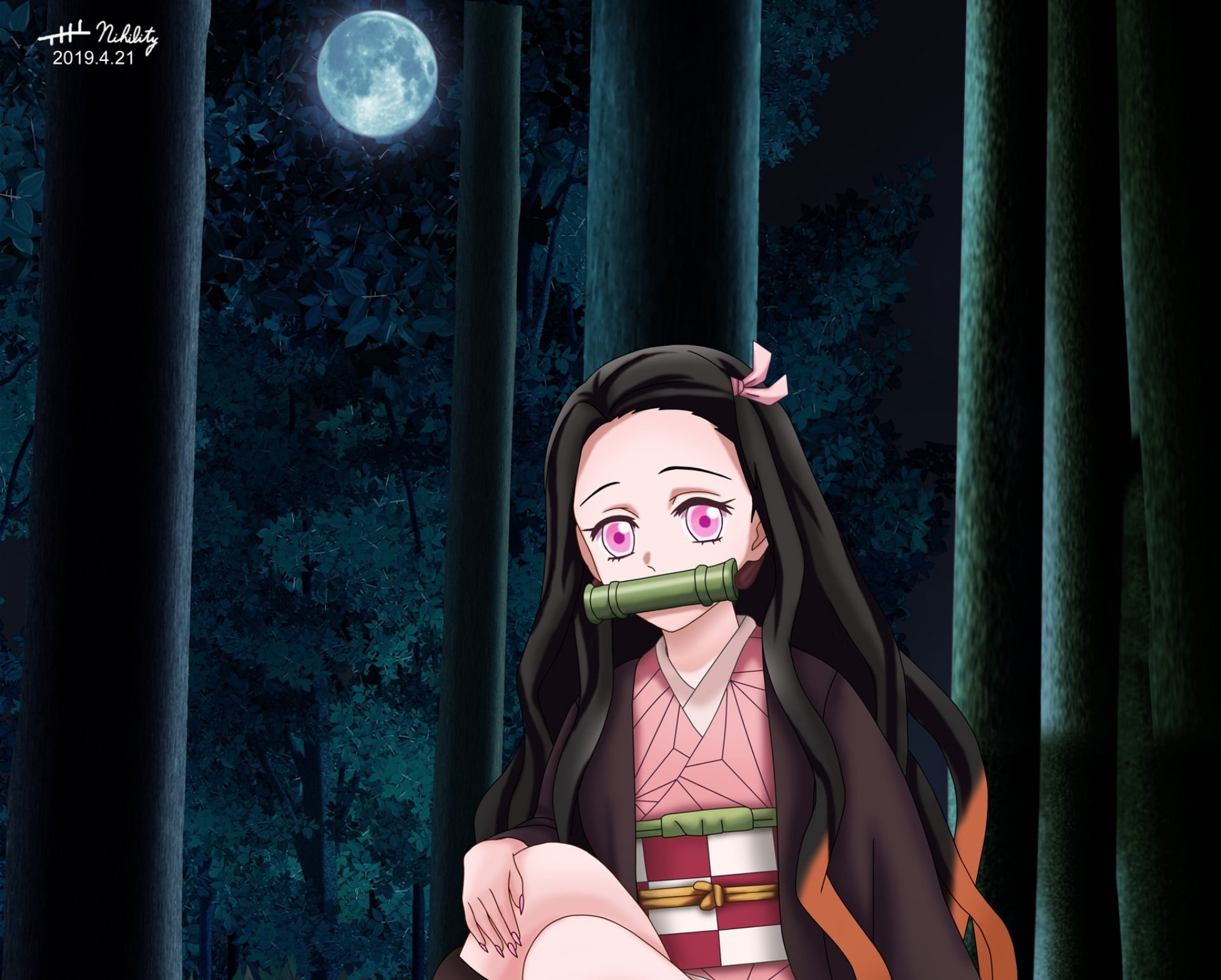Demon Slayer: Kimetsu no Yaiba, Nezuko Kamado, 1080P, Anime, HD Wallpaper