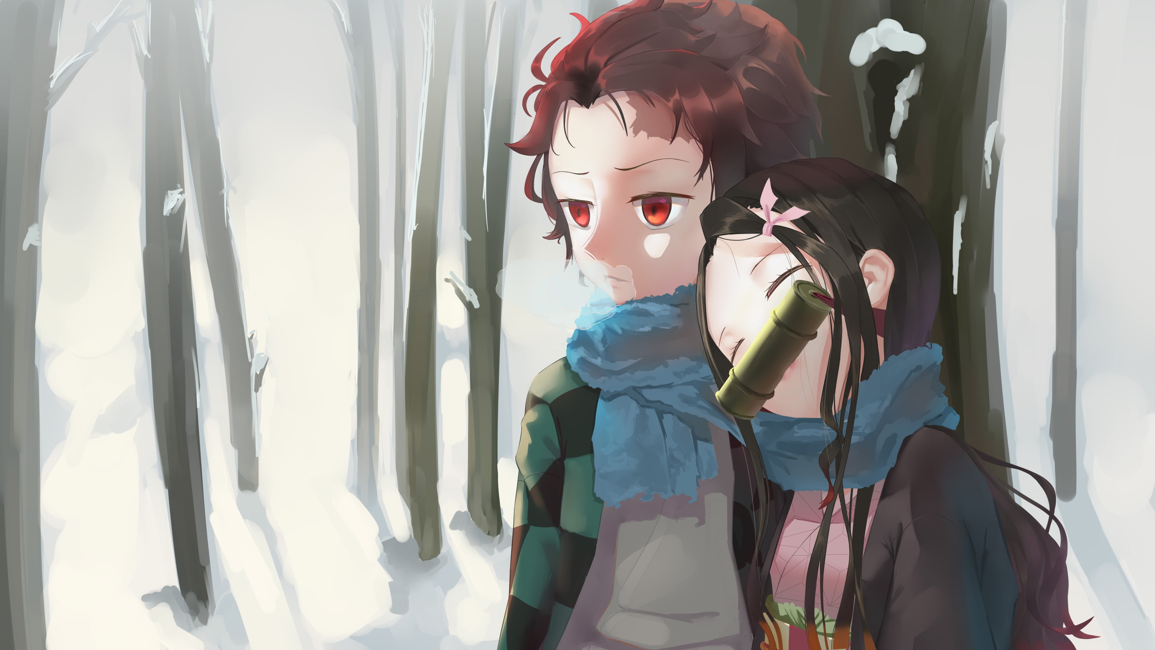 Anime, Nezuko Kamado, Demon Slayer: Kimetsu no Yaiba, 4K, Tanjirou Kamado, HD Wallpaper
