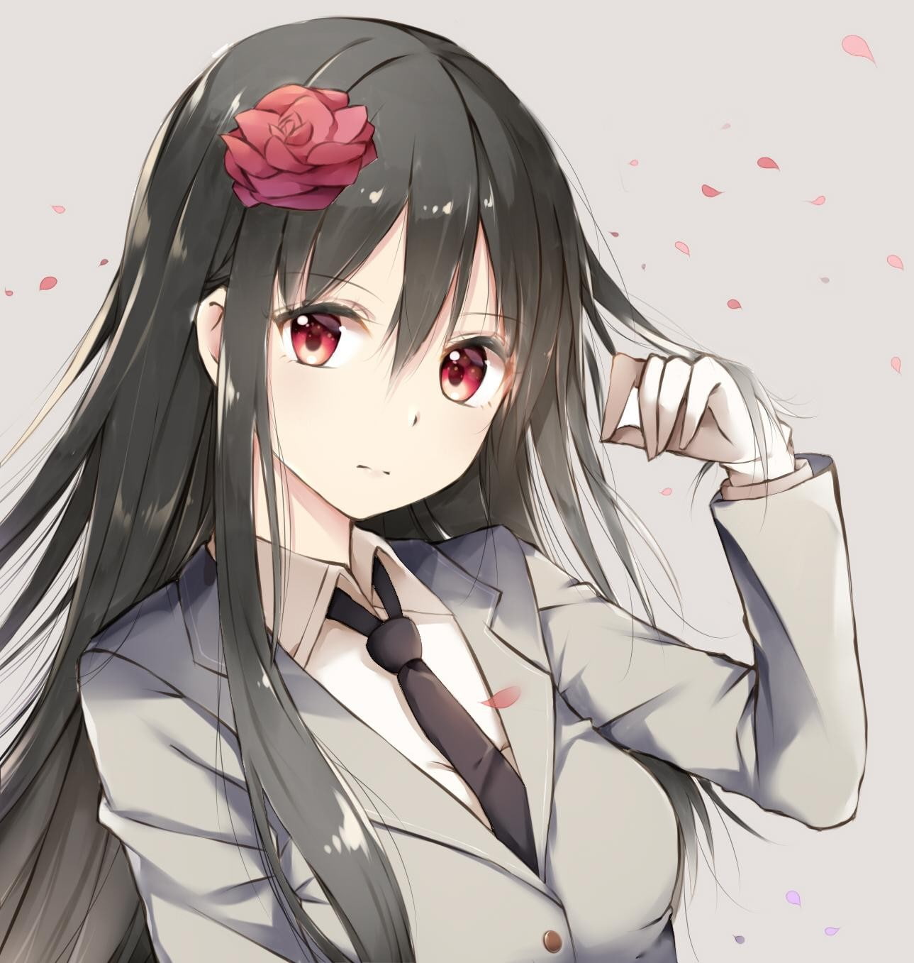 white background, long hair, business suit, 720P, hair, disguise, females, portrait, indoors, mask - disguise, one person, mask, red, headshot, beauty, Phone HD Wallpaper