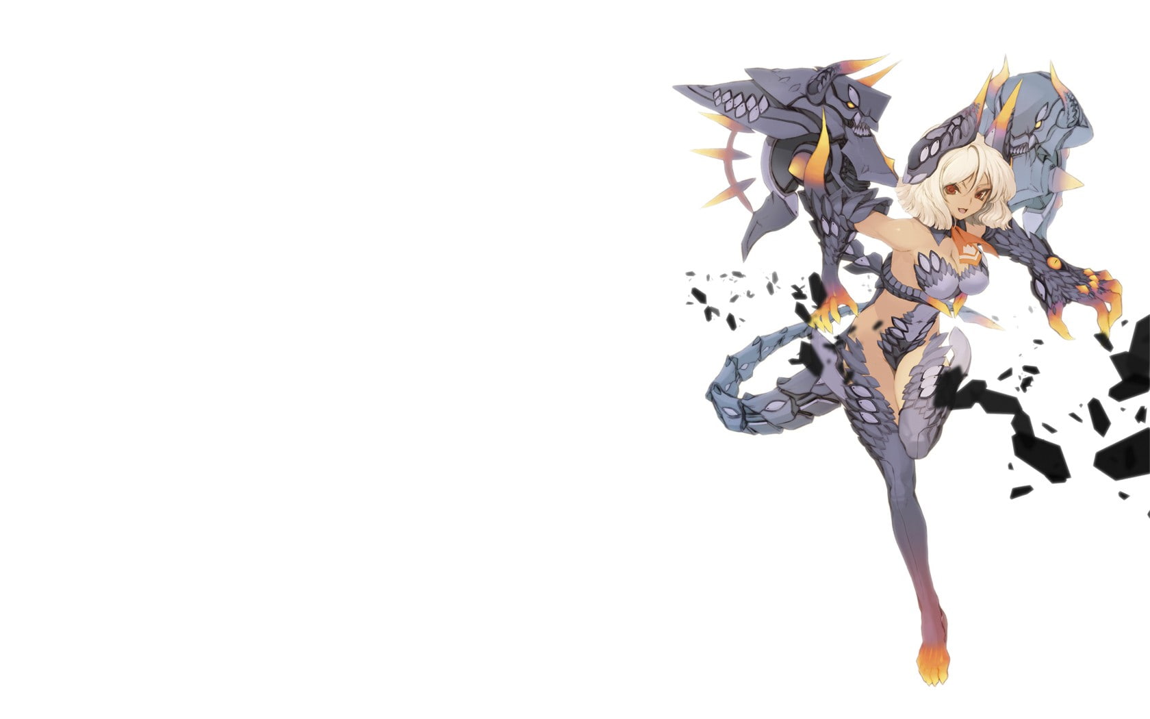 kun, pixiv, girls, 720P, tails, vulpes, demons, anime, action, armor, HD Wallpaper