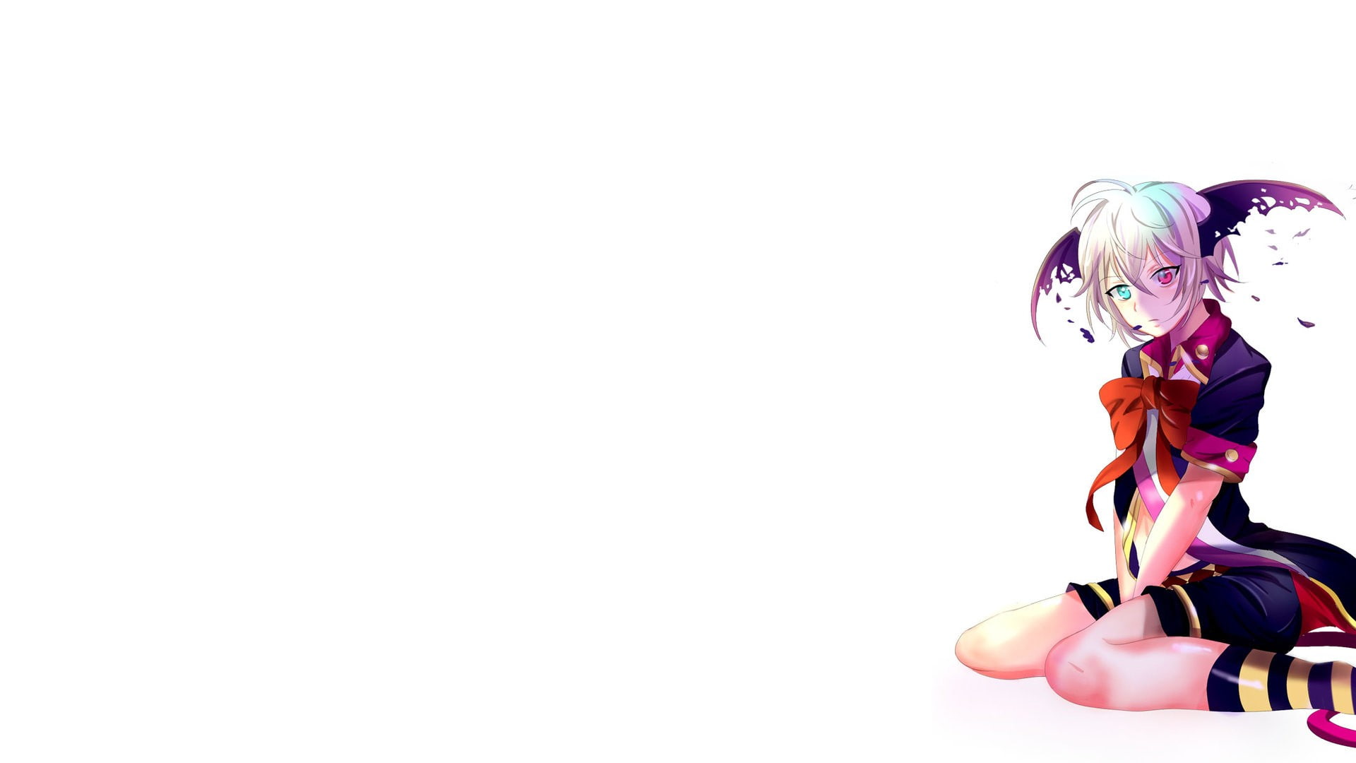 white background, 1080P, demon, anime girls, original characters, HD Wallpaper
