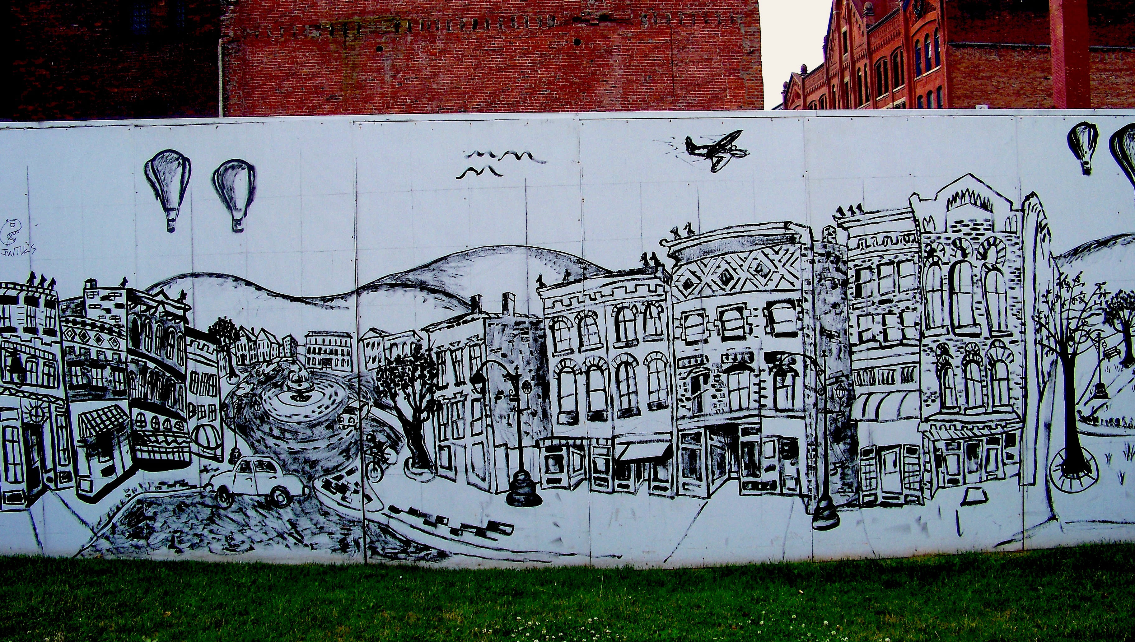 grass, art and craft, art, mural, building exterior, plant, city, no people, building, outdoors, mode of transportation, desgin, architecture, 2K, wall - building feature, HD Wallpaper