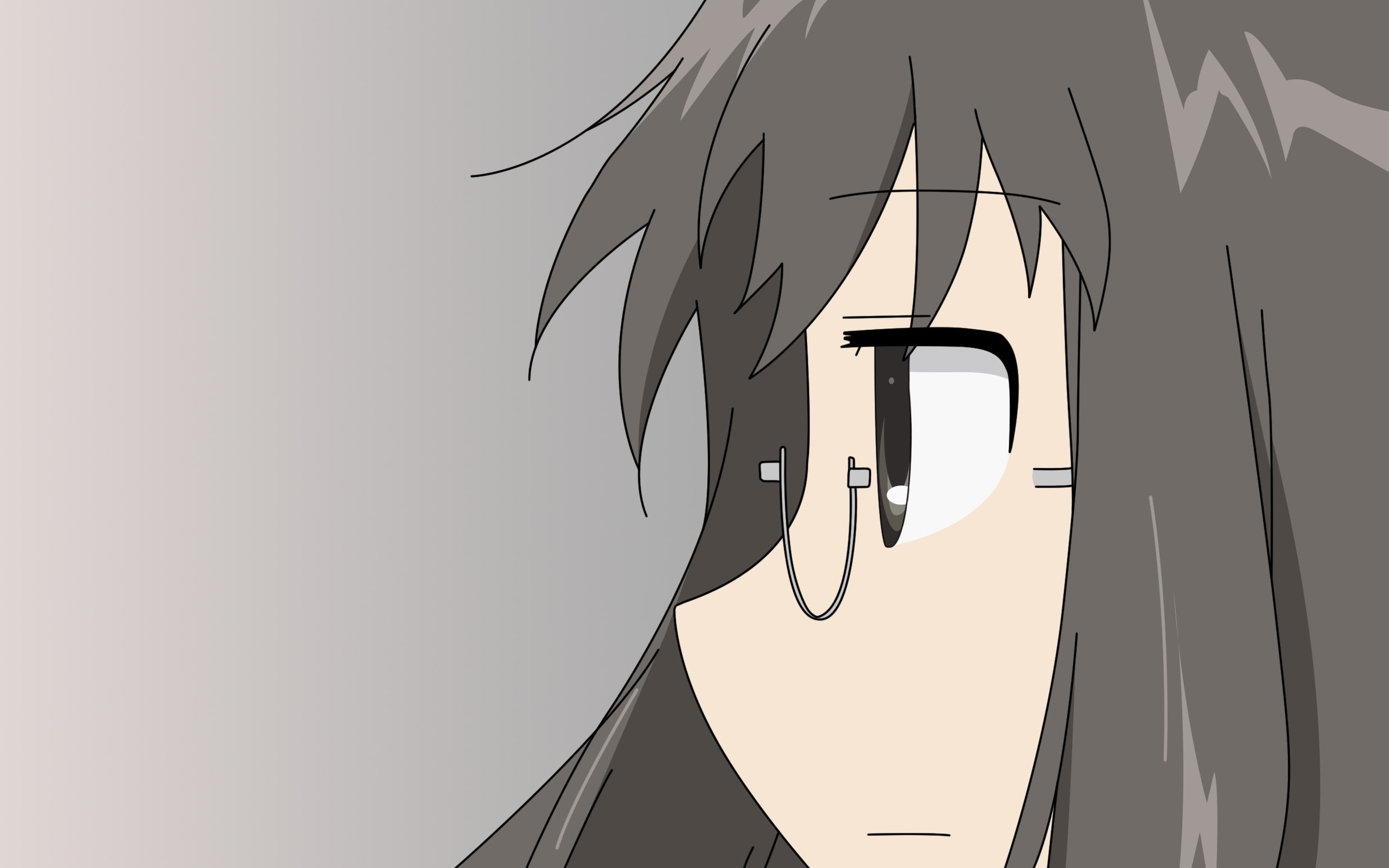 2K, glasses, com, eyes, nichijou, mai, gradient, vector, black, 244964, konachan, hair, close, minakami, HD Wallpaper