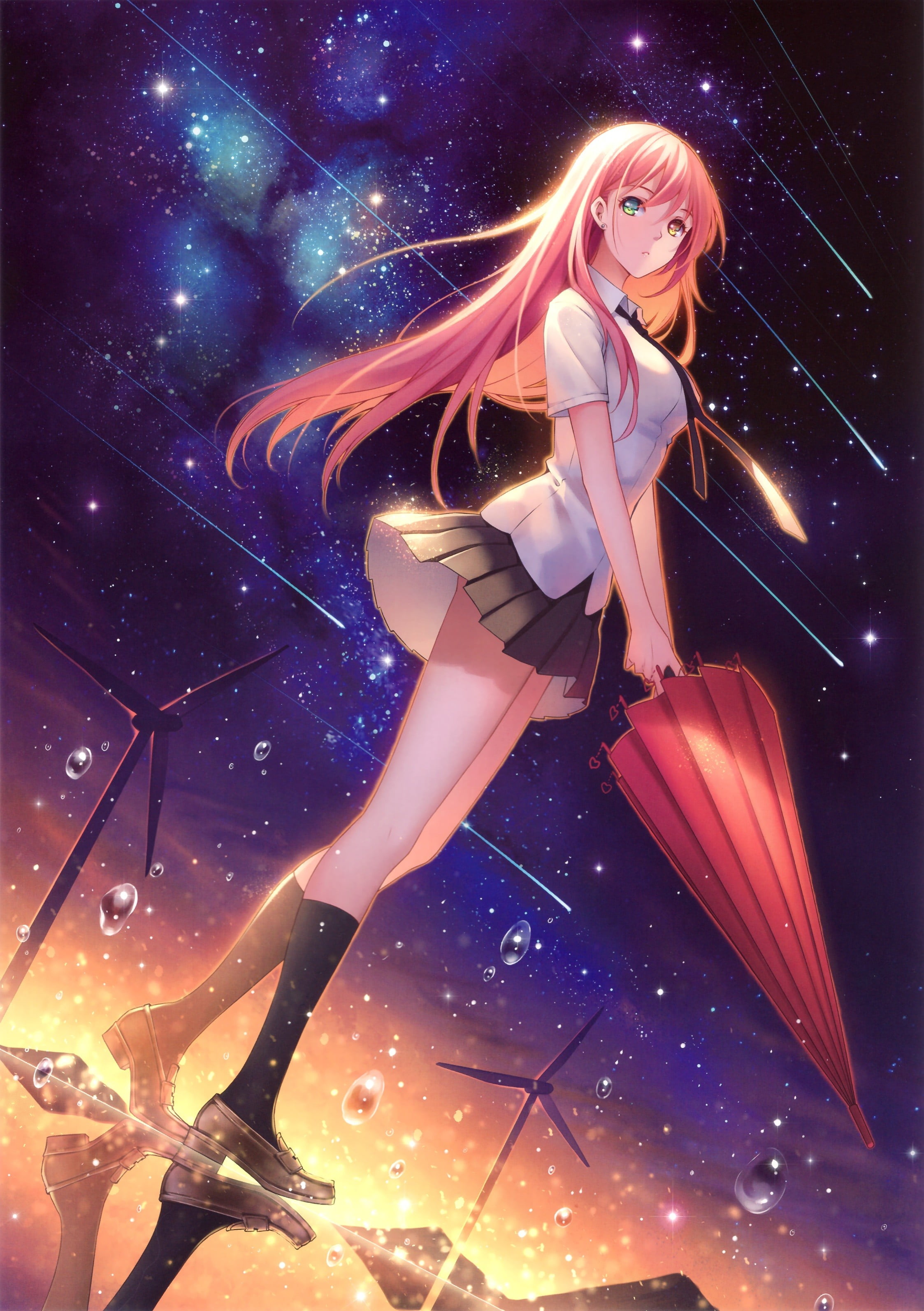 one person, blue, hairstyle, fashion, disco dancing, nightlife, hair, women, anime, space, umbrella, glamour, star - space, beautiful woman, anime girls, Phone HD Wallpaper