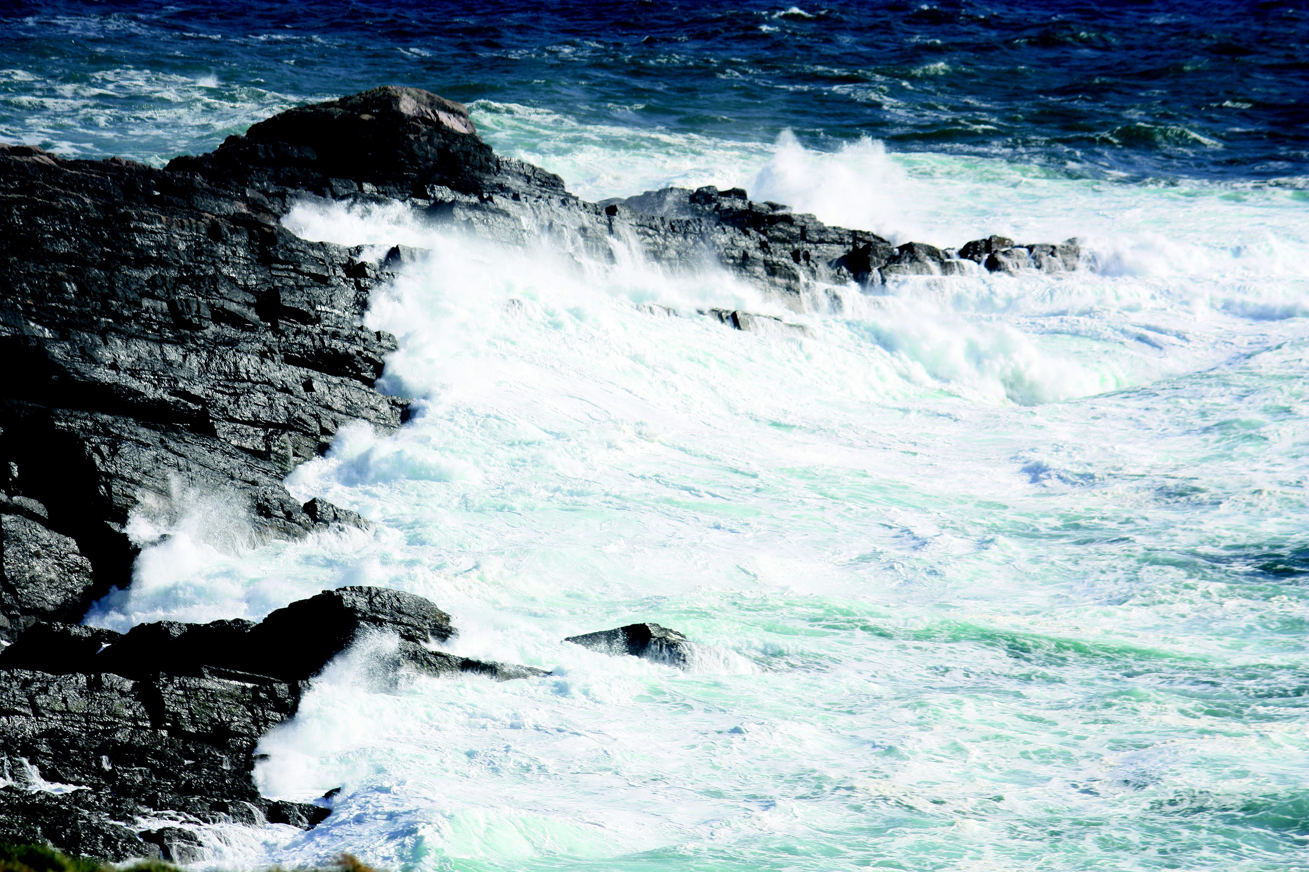 aquatic sport, ireland, beauty in nature, nature, power in nature, scenics - nature, hitting, ocean, rocky coastline, surf, sport, wave, rock, shoreline, HD Wallpaper