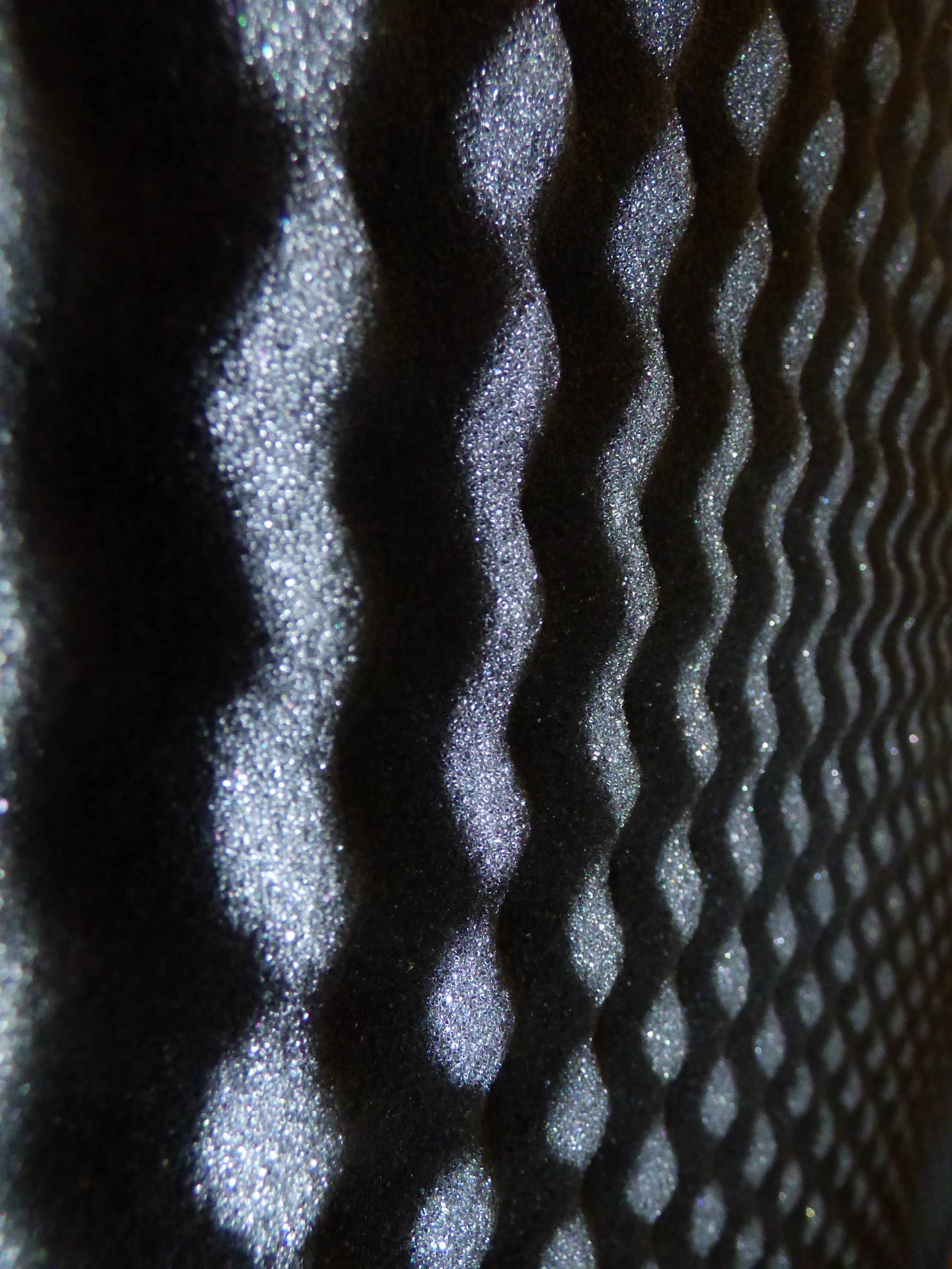 natural pattern, metal, abstract, black color, acoustics, rippled, nature, textured, abstract backgrounds, nap, reflection, mineral, sound wave, acoustic foam, Phone HD Wallpaper
