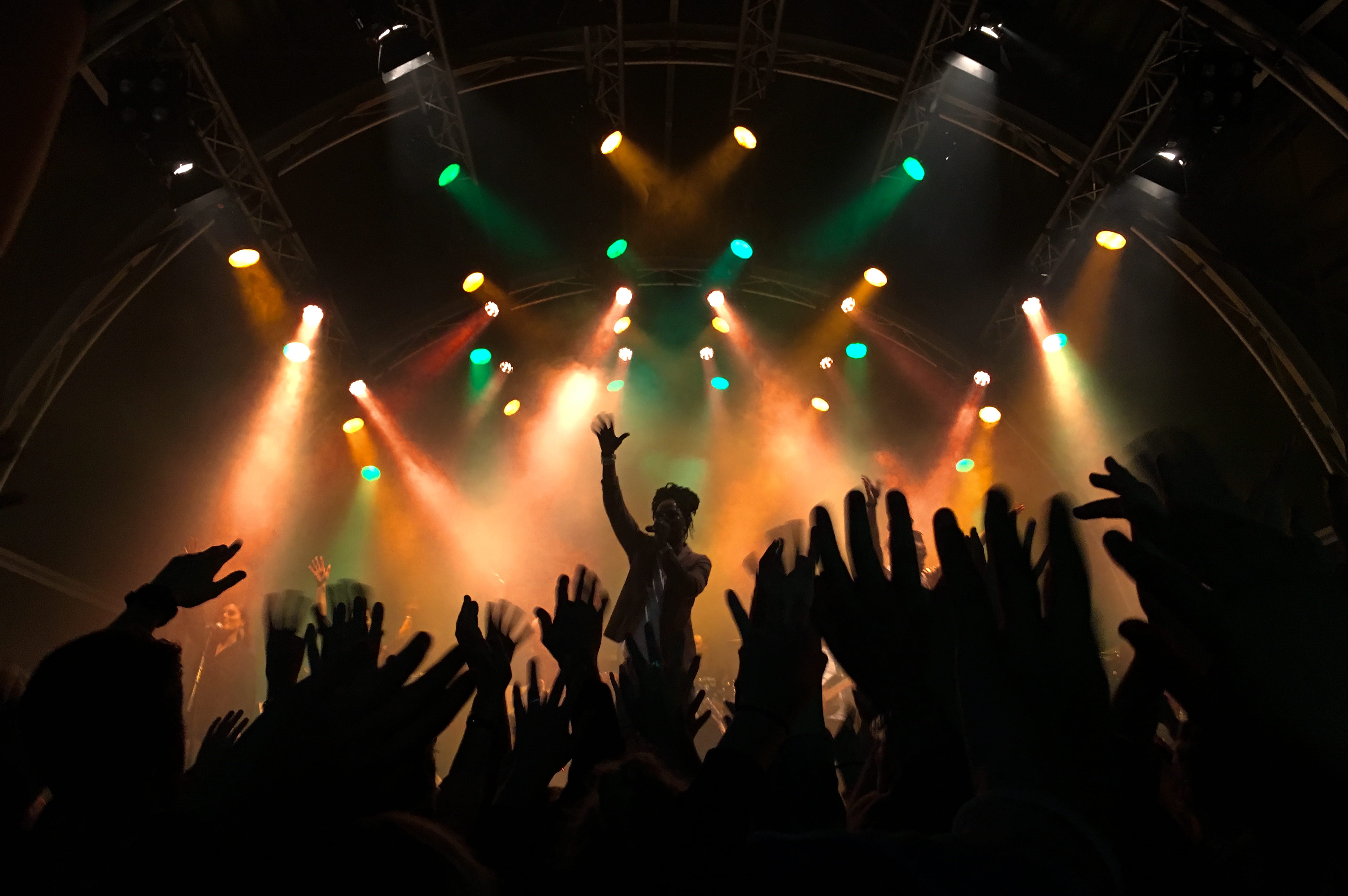 stage - performance space, music festival, human limb, kenny, group of people, raggea, human, stage light, lighting, arms raised, hands, positive emotion, HD Wallpaper