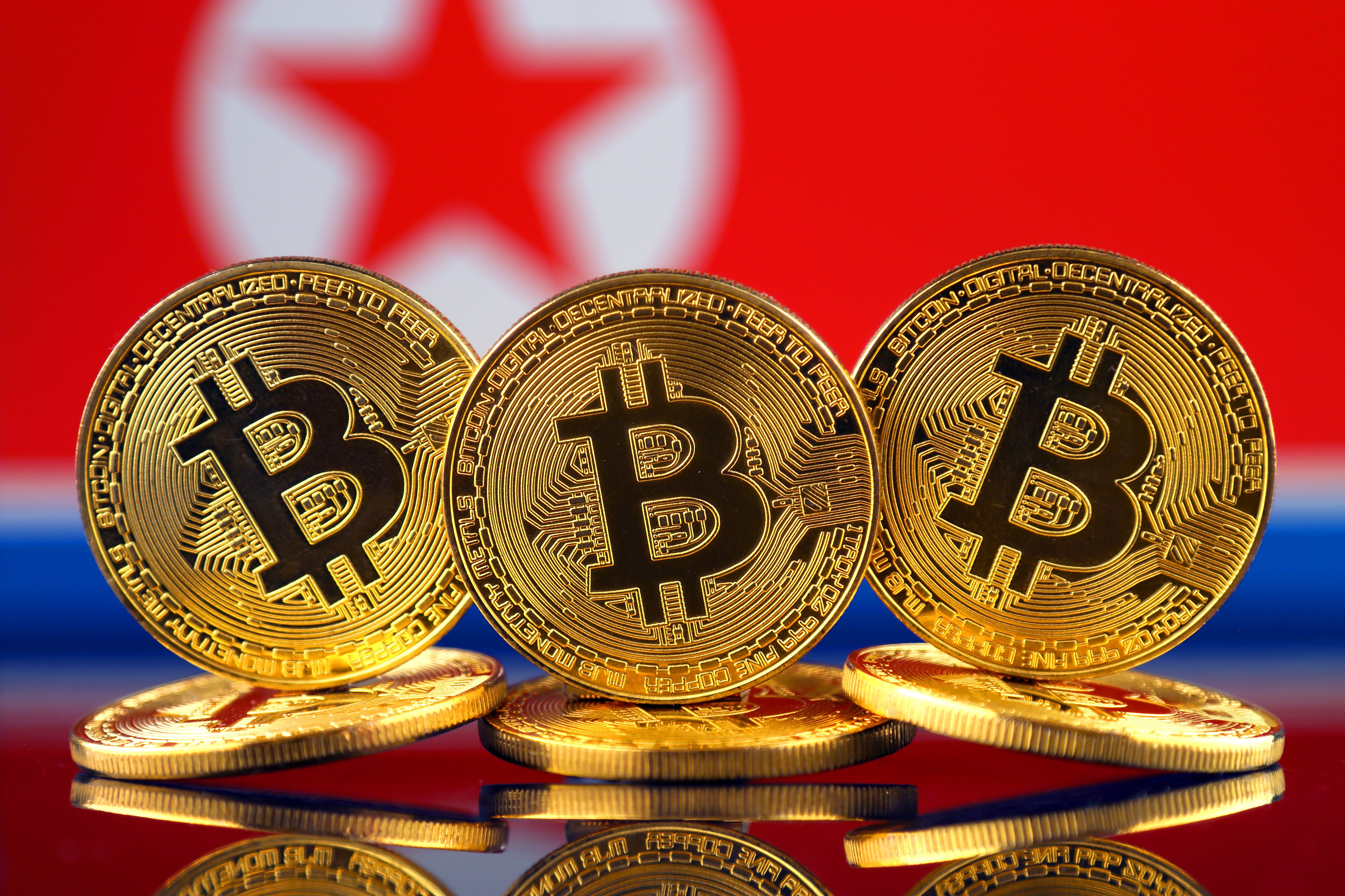 North Korea, bitcoin, nort korean, flag, btc, coins, 5K, blur, HD Wallpaper