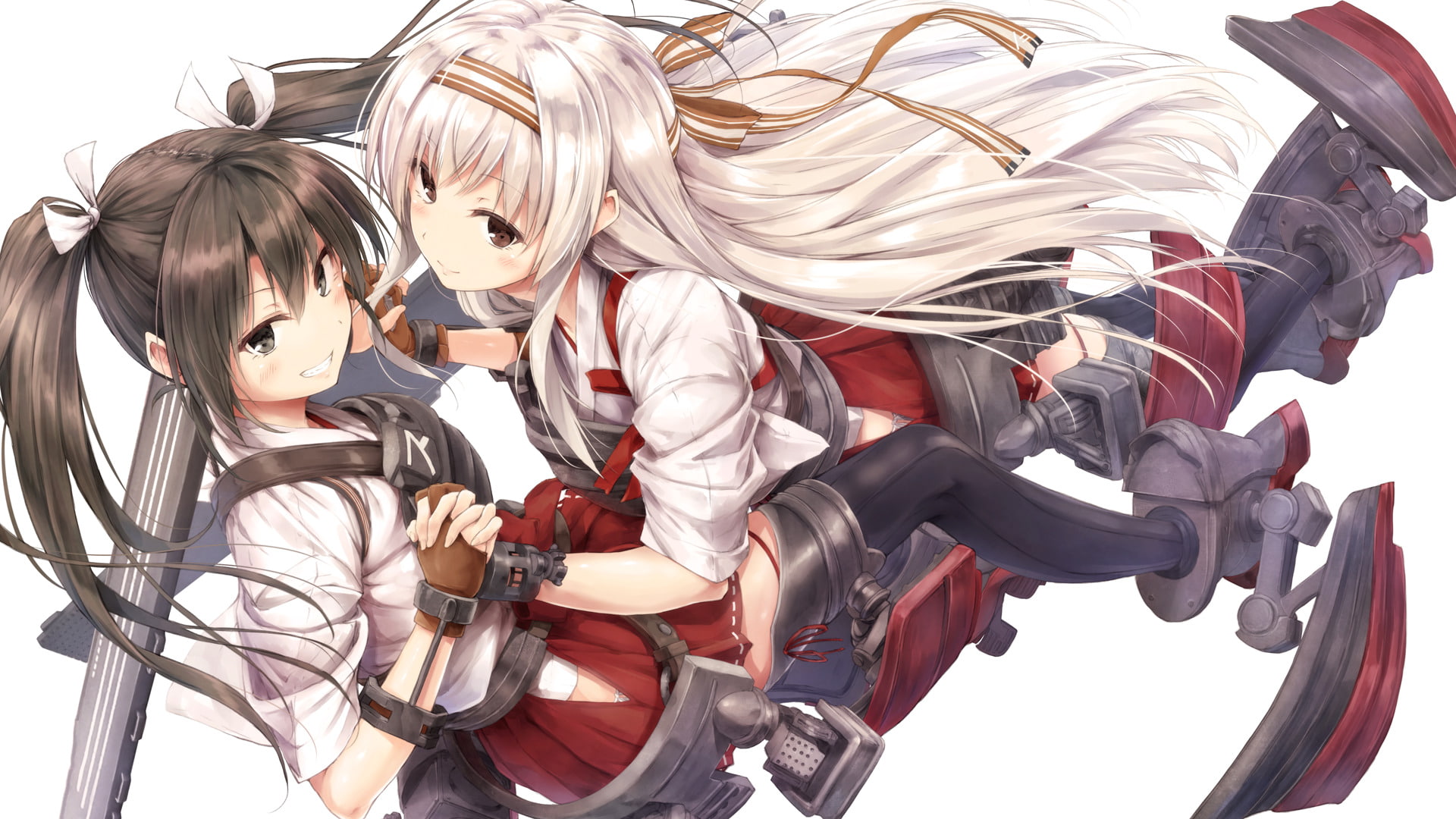 Girl, Anime, Zuikaku (Kancolle), 1080P, Long Hair, White Hair, Kantai Collection, Shoukaku (Kancolle), Skirt, Twintails, HD Wallpaper