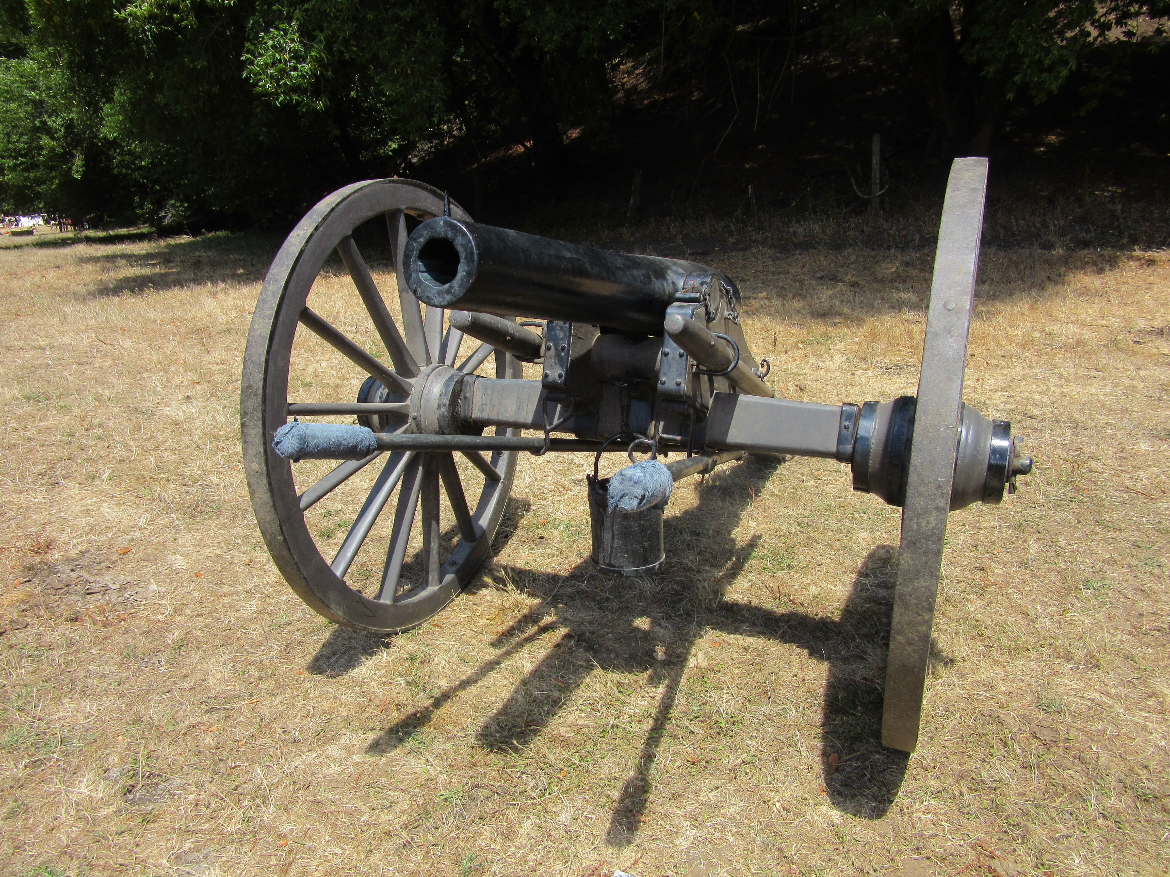 plant, no people, old-fashioned, gun, fighting, history, land, civil war, old, outdoors, day, ordnance, field, aggression, grass, military, tree, cannon, HD Wallpaper