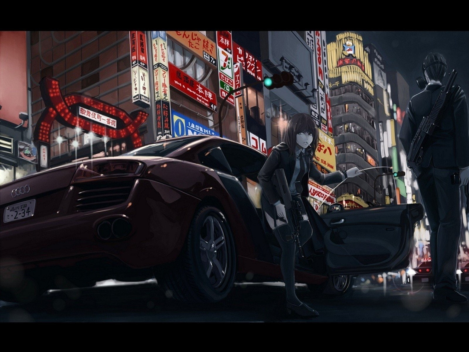 gas, highs, masks, spas 12, tie, male, japan, women, audi, 720P, cars, weapons, shot, black, eyes, brunettes, thigh, aug, hair, cities, shotguns, cityscapes, HD Wallpaper