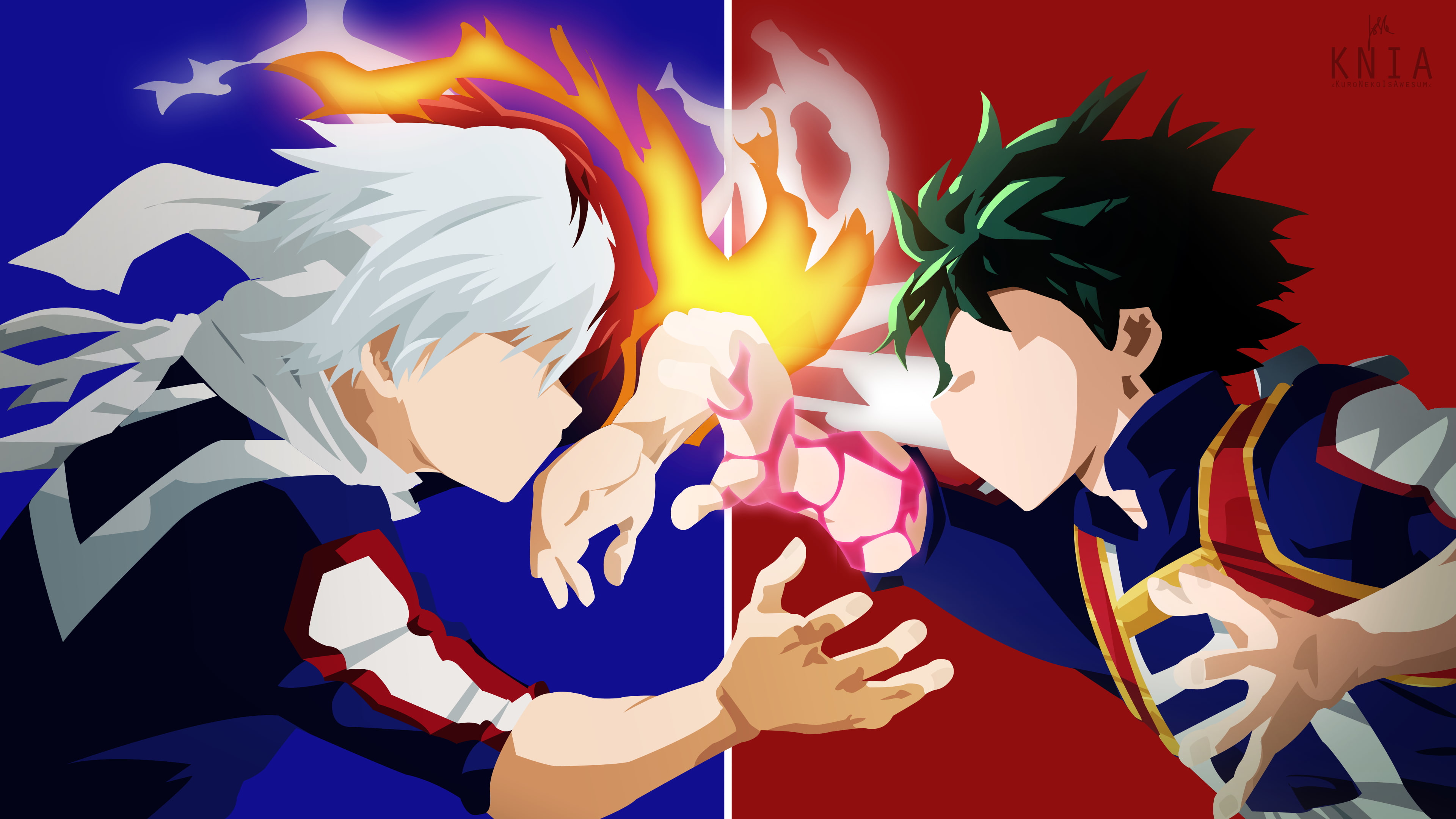 Shouto Todoroki, My Hero Academia, Izuku Midoriya, 4K, Anime, HD Wallpaper