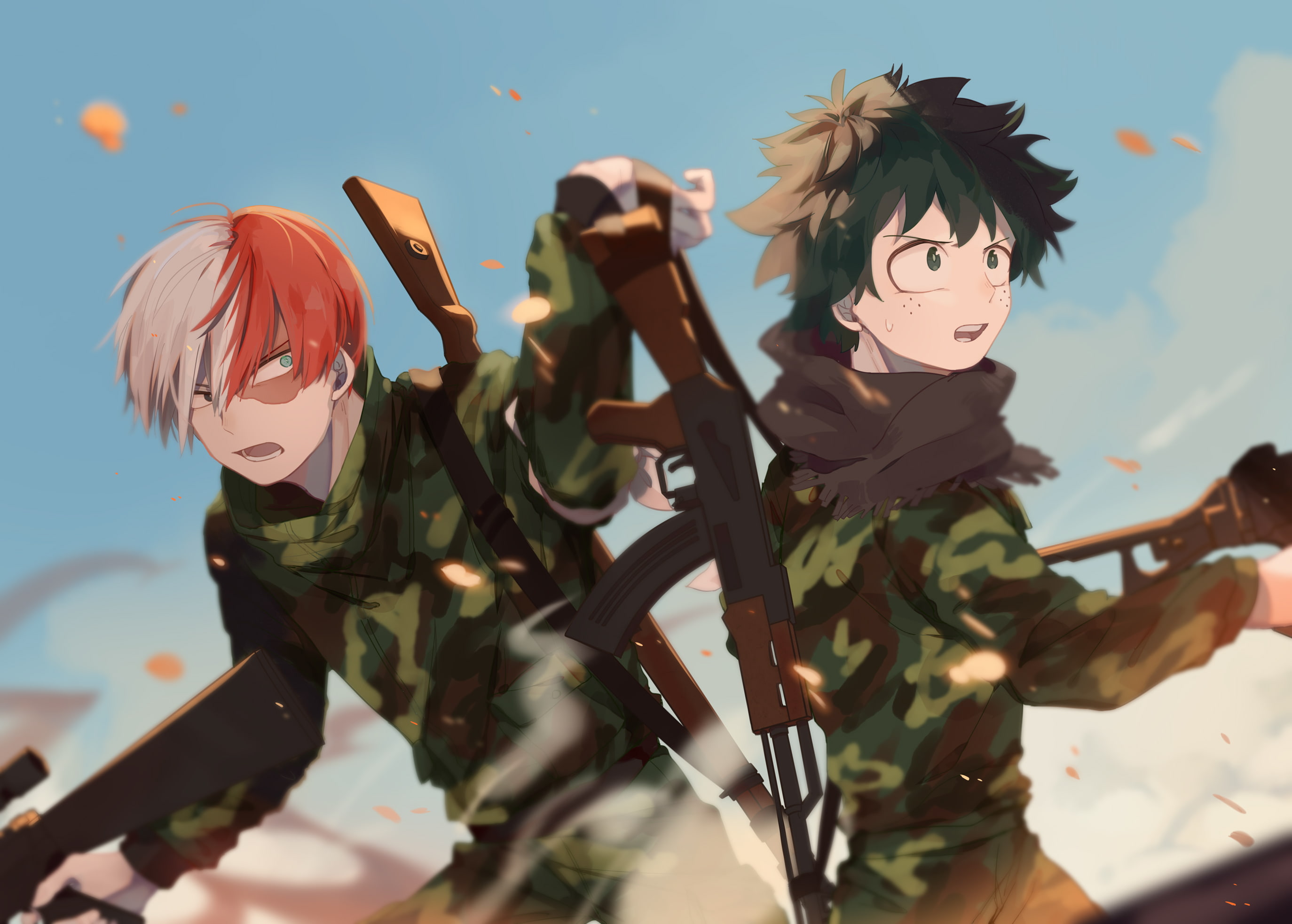 My Hero Academia, Izuku Midoriya, 2K, Shouto Todoroki, Anime, HD Wallpaper