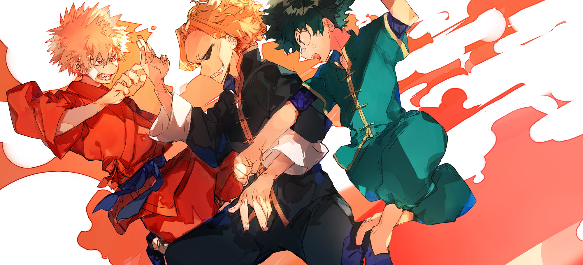 1080P, all might, bakugou katsuki, midoriya izuku, Anime, boku no hero academia, HD Wallpaper