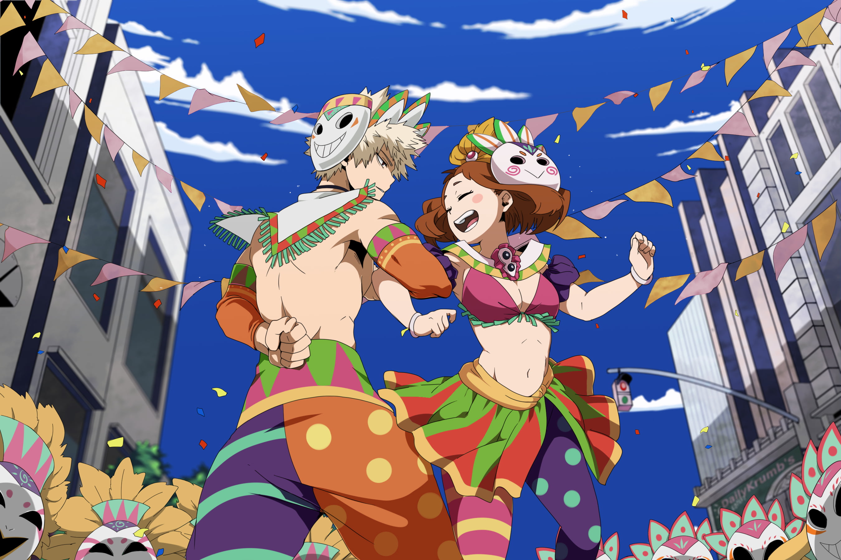 Katsuki Bakugou, Anime, Ochaco Uraraka, My Hero Academia, 2K, HD Wallpaper