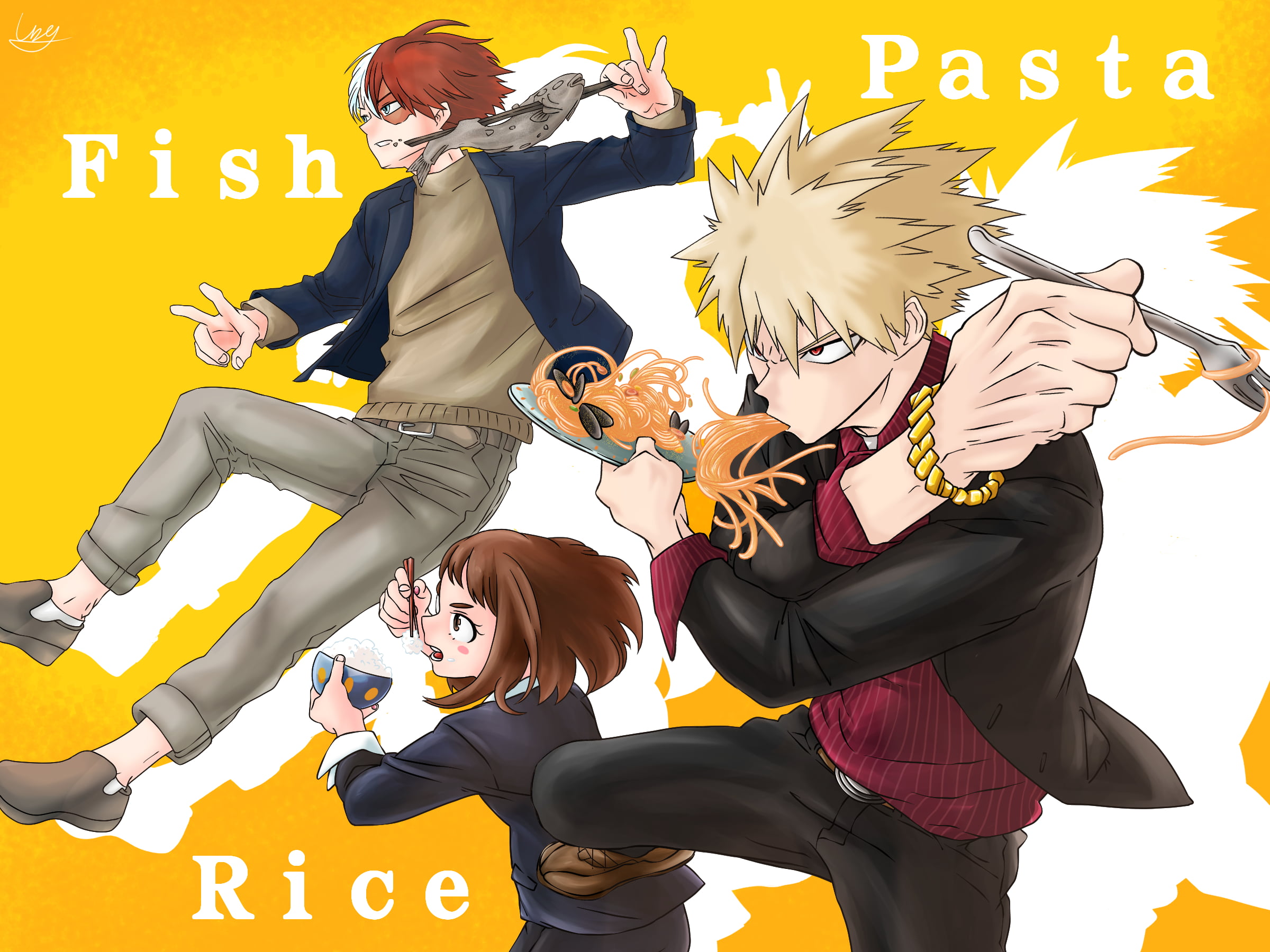 Katsuki Bakugou, 1080P, Shoto Todoroki, Ochaco Uraraka, My Hero Academia, Anime, HD Wallpaper