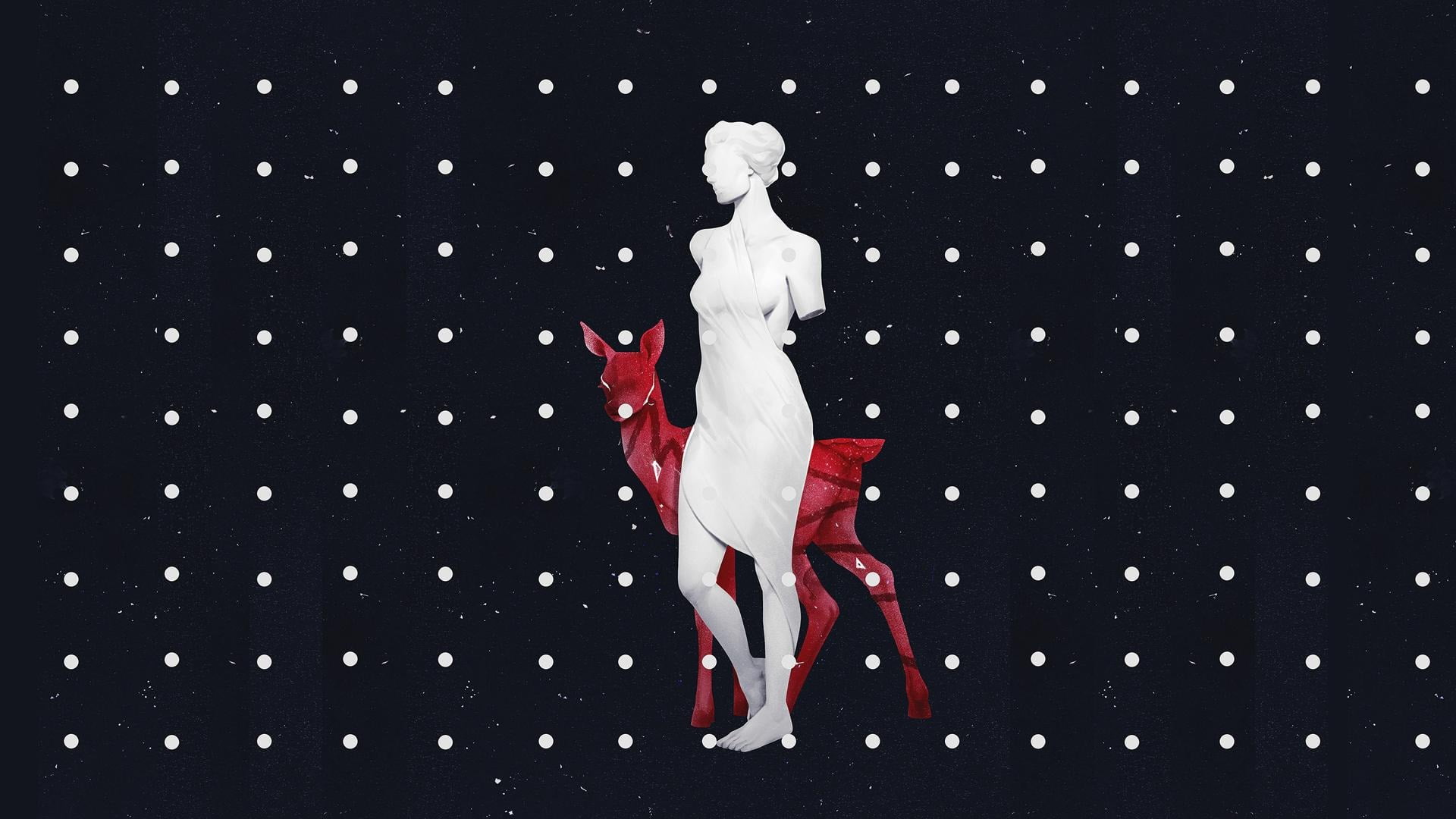 deer, elegance, representation, young adult, pink, s, nature, white color, adult, front view, silk, dress, women, fashion, pattern, indoors, artwork, clothing, HD Wallpaper