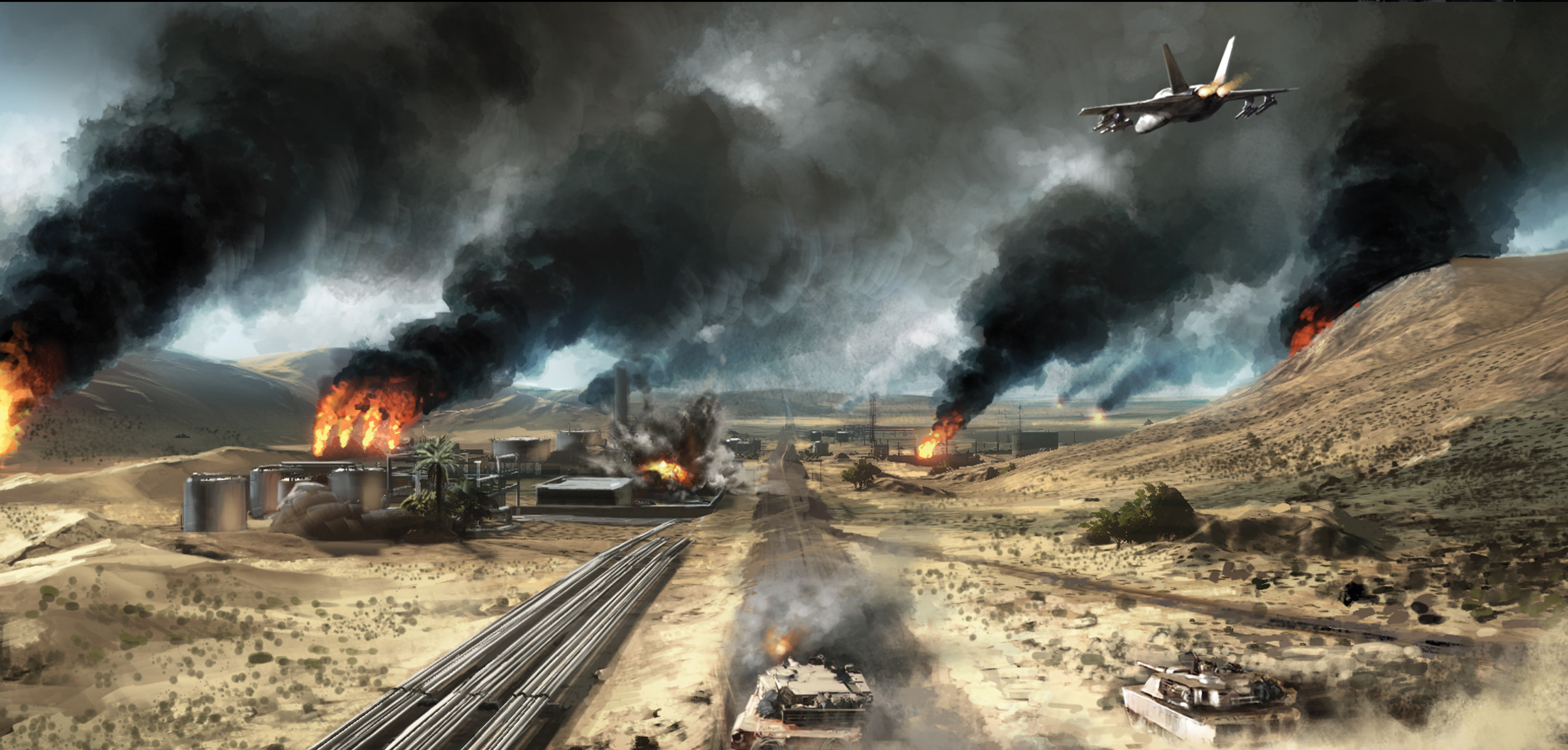 Operation Firestorm, fire, 8K, war, Battlefield 3, the plane, plant, desert, HD Wallpaper