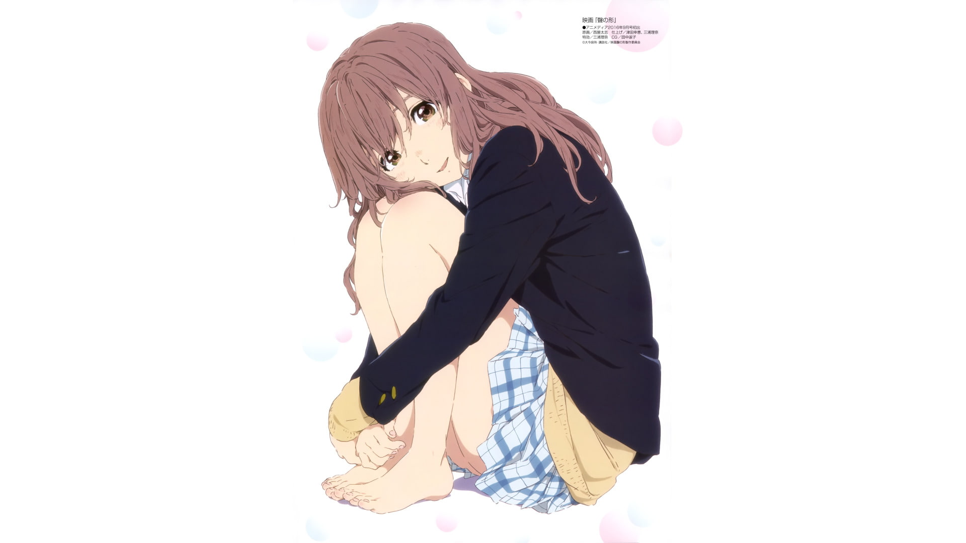 one person, studio shot, lifestyles, Koe No Katachi, indoors, Shouko Nishimiya, side view, hair, three quarter length, Anime, copy space, obscured face, HD Wallpaper