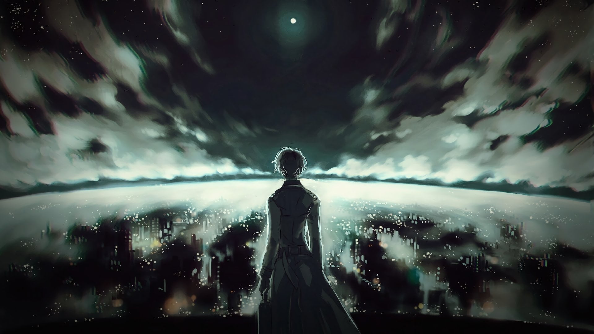 statue, female likeness, Night, sculpture, Moon, spirituality, character, Belt, belief, Cloud, architecture, art and craft, Boy, building exterior, sky, HD Wallpaper