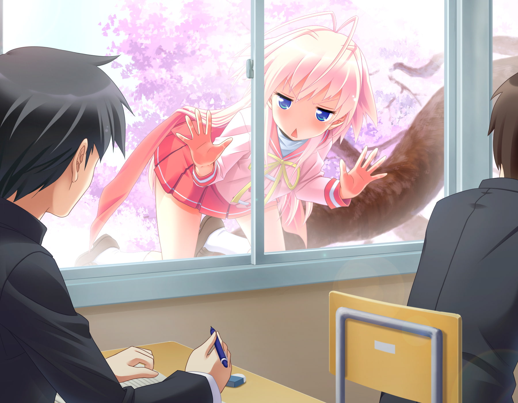 strike, seifuku, 720P, utakata, pink, hair, game, kagami, hiyoko, yasuyuki, HD Wallpaper