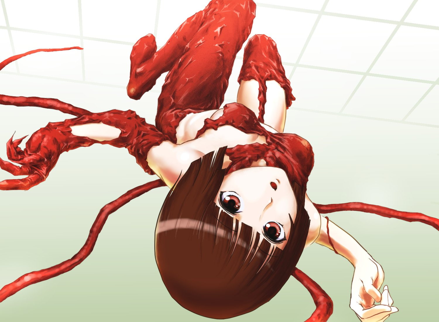 720P, shizuka, brown, short, red, hoshijiro, hair, eyes, HD Wallpaper