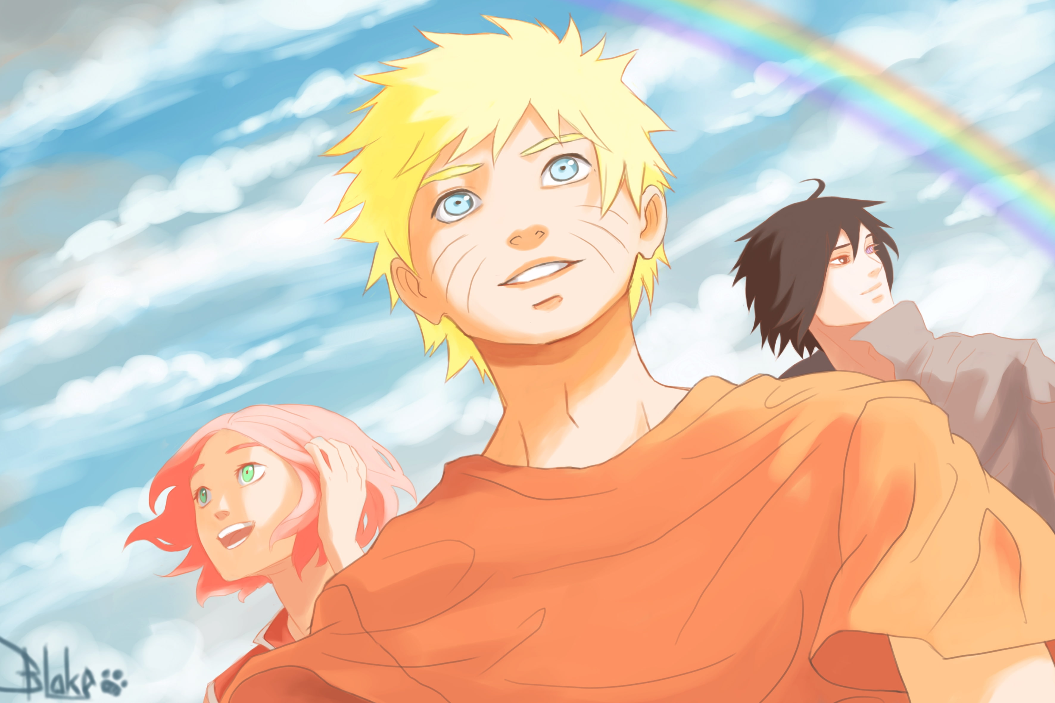 low angle view, no people, Anime, naruto, team 7, human representation, nature, creativity, haruno sakura, portrait, orange color, sculpture, 2K, multi colored, HD Wallpaper