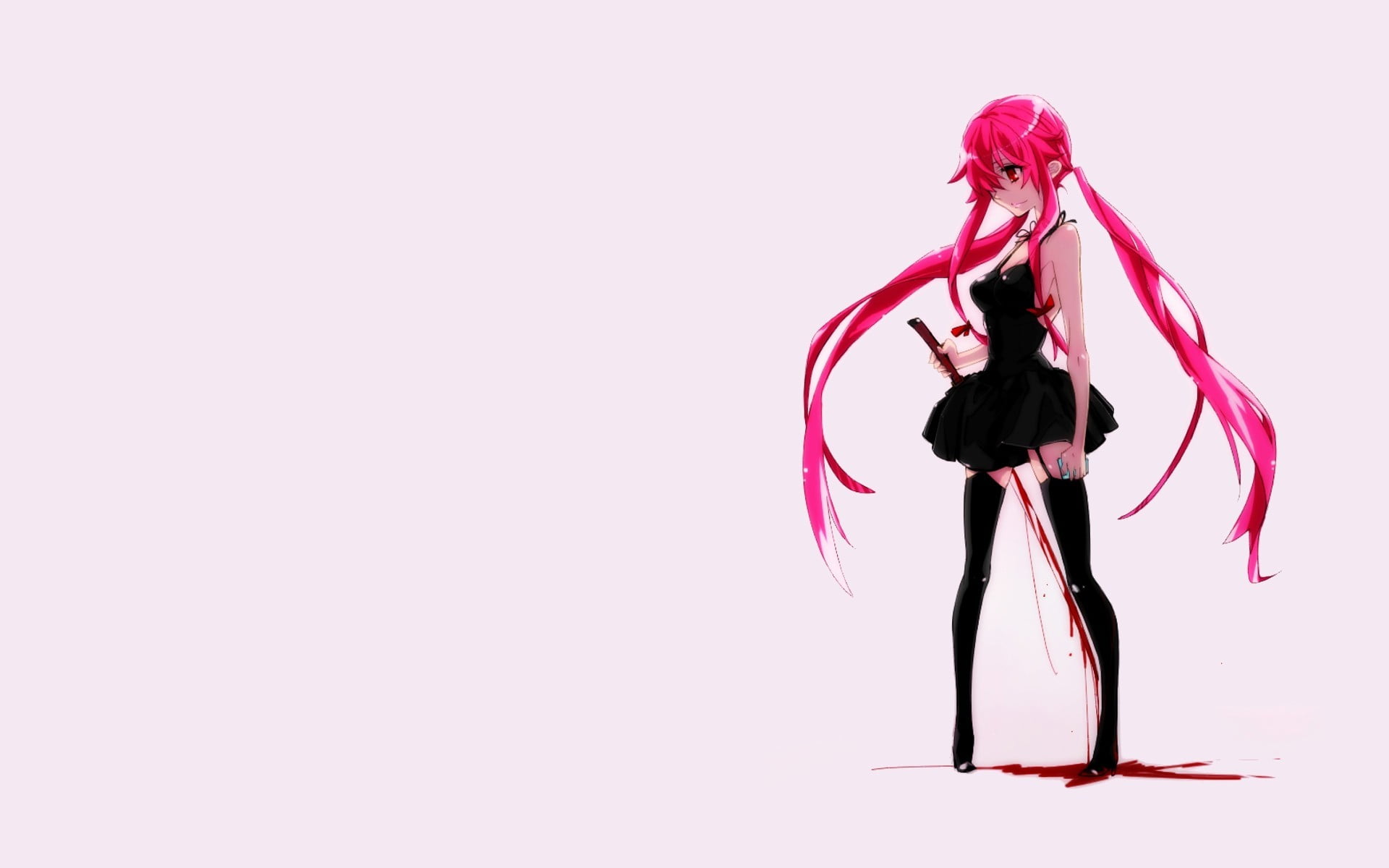 Mirai Nikki, human arm, balance, women, young women, cut out, anime, anime girls, standing, fashion, studio shot, one person, white background, full length, HD Wallpaper